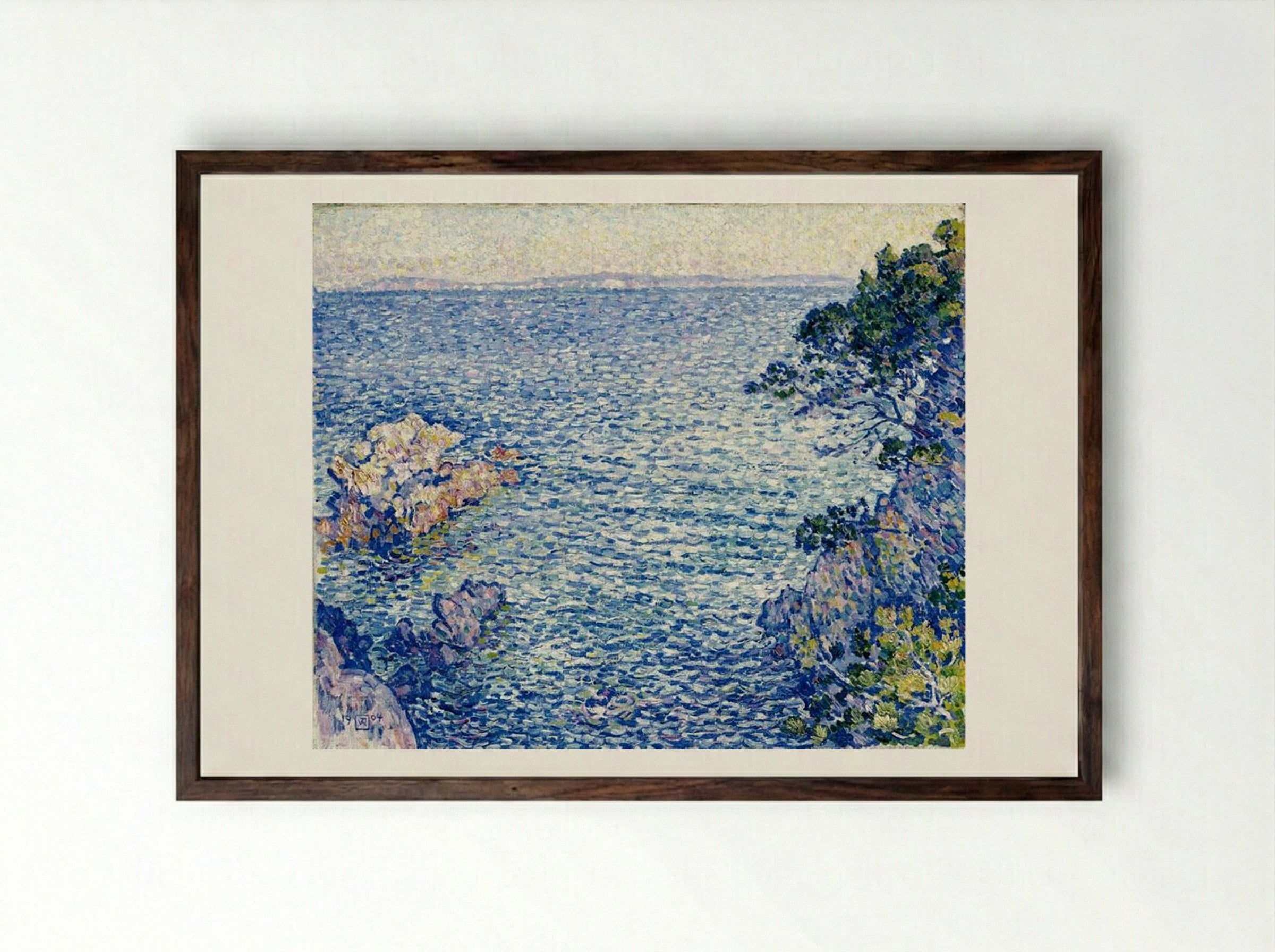 The Point of Rossignol - Théo van Rysselberghe - Framed Print Dark Wood
