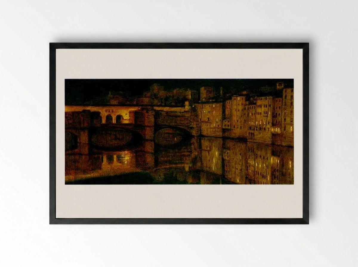 The Ponte Vecchio, Florence - William Holman Hunt - Framed Print Black
