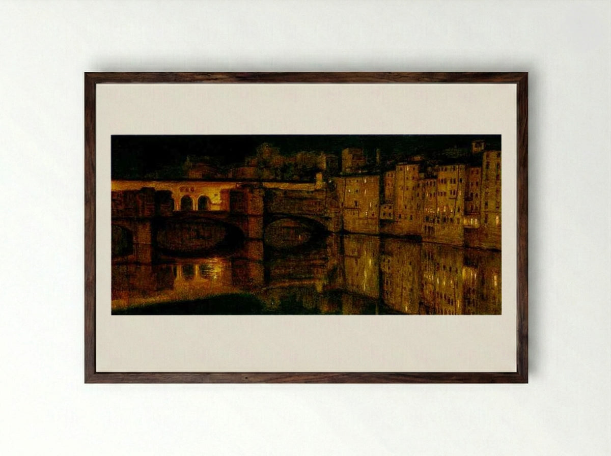 The Ponte Vecchio, Florence - William Holman Hunt - Framed Print Dark Wood