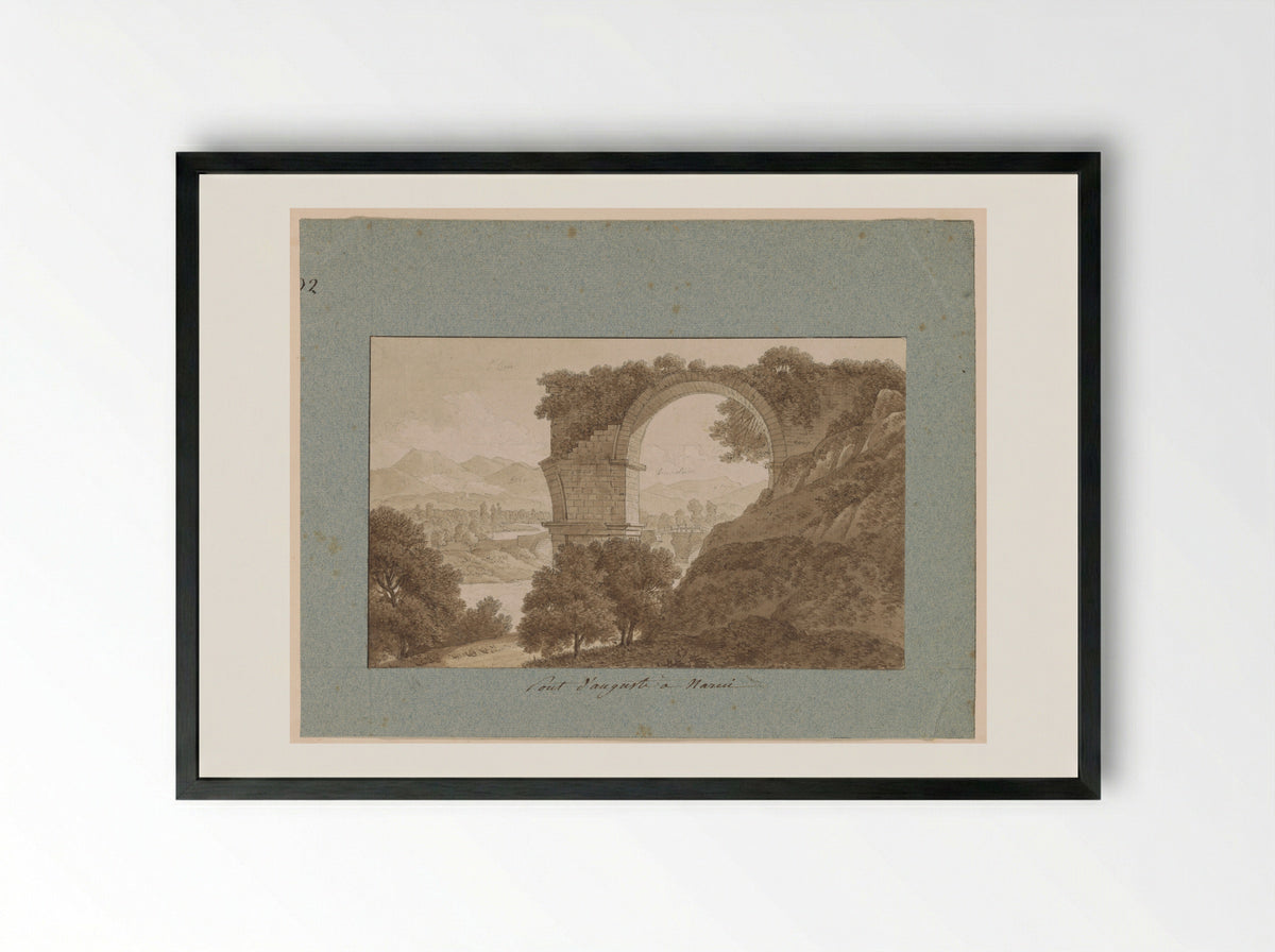 The Ponte di Augusto at Narni - Jean-Thomas Thibault - Framed Print Black
