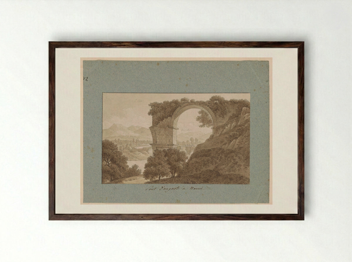 The Ponte di Augusto at Narni - Jean-Thomas Thibault - Framed Print Dark Wood