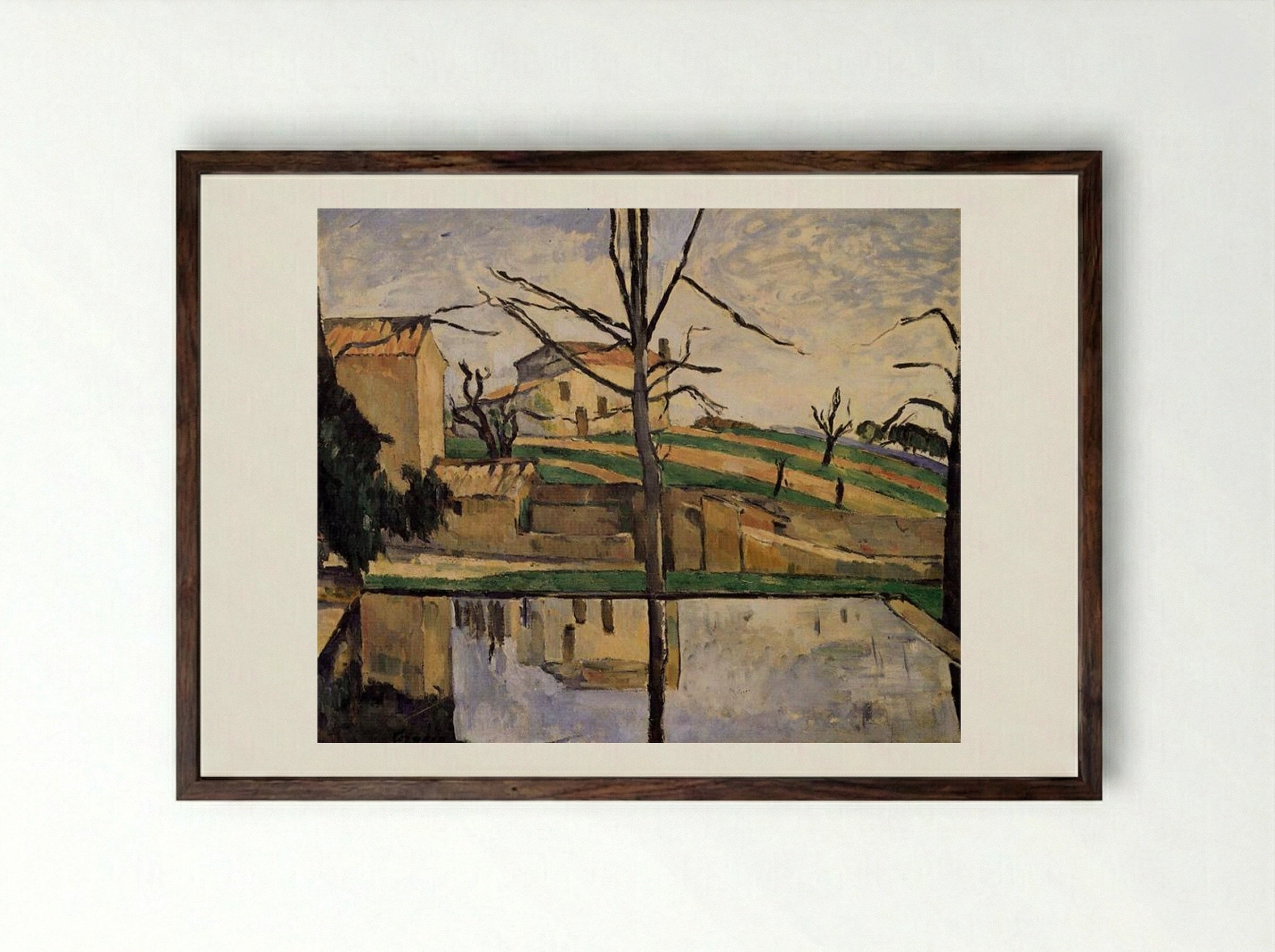 The Pool at Jas de Bouffan - Paul Cézanne - Framed Print Dark Wood