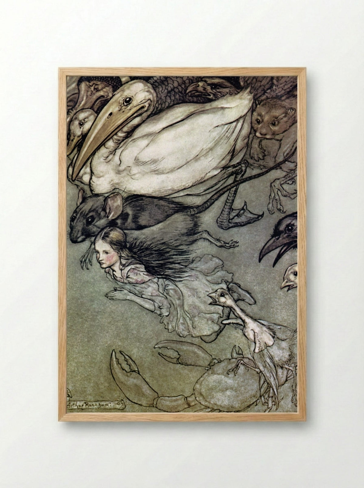 The Pool of Tears - Arthur Rackham - Framed Print Wood