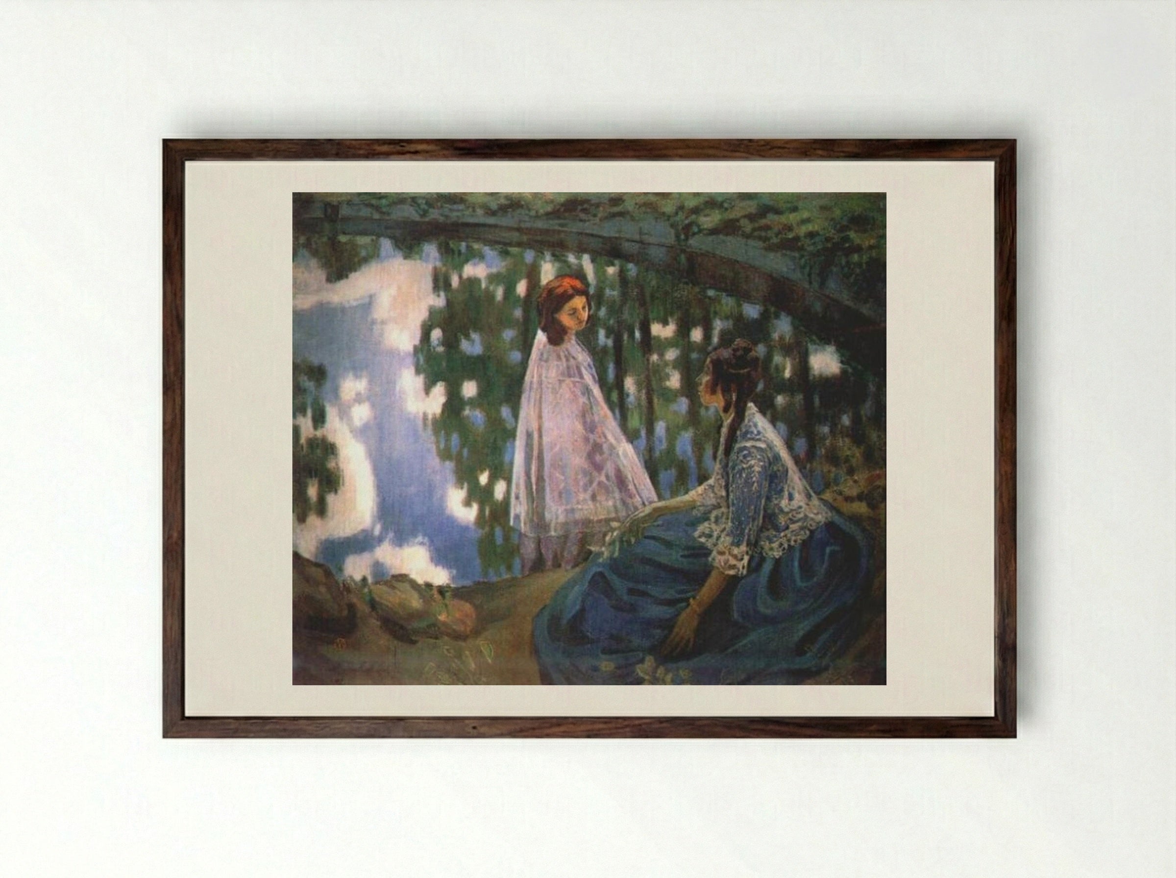 The Pool - Victor Borisov-Musatov - Framed Print Dark Wood