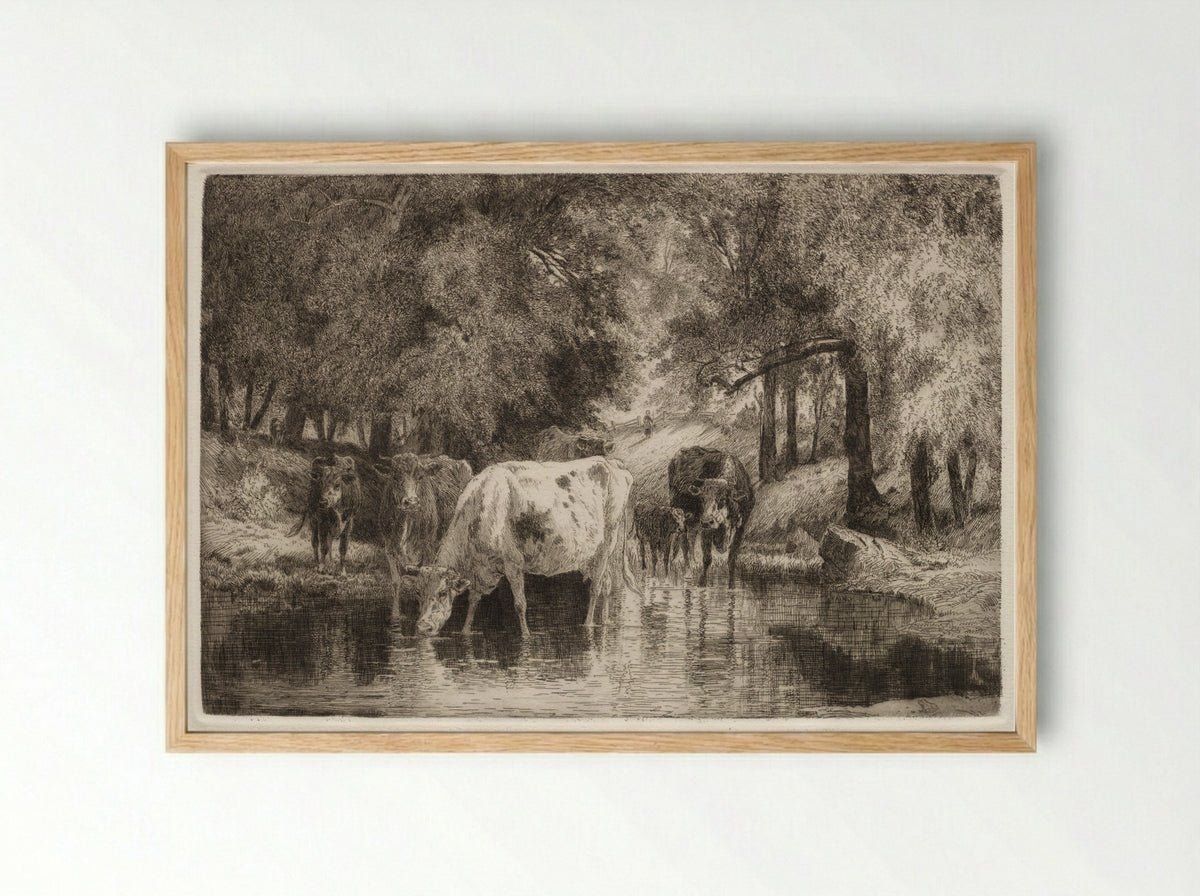 The Pool - Peter Moran - Framed Print Wood