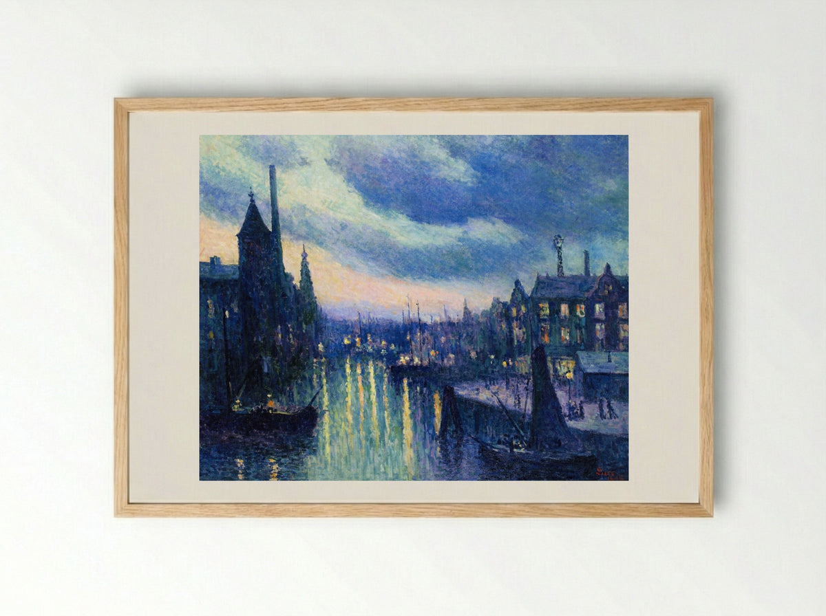 The Port of Rotterdam, Evening - Maximilien Luce - Framed Print Wood