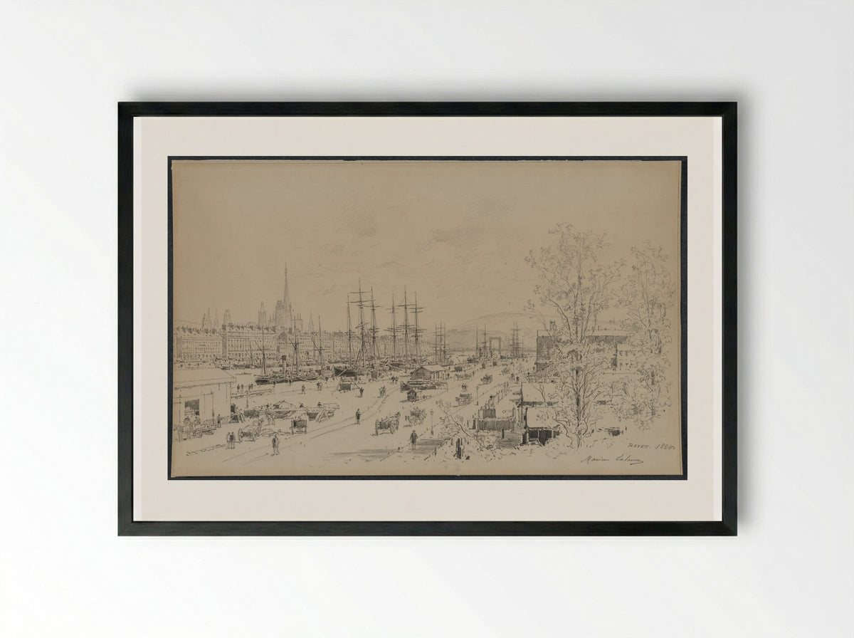 The Port of Rouen - Maxime Lalanne - Framed Print Black