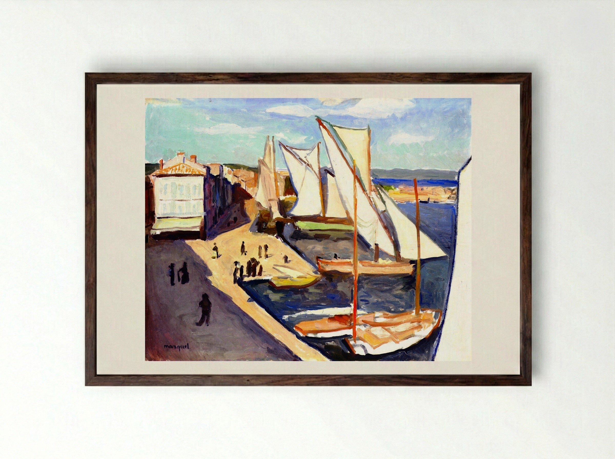 The Port of Saint-Tropez - Albert Marquet - Framed Print Dark Wood
