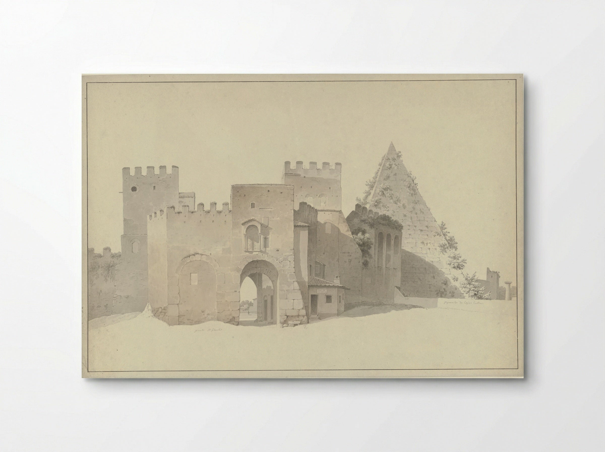 The Porta San Paolo and the Pyramid of Cestius in Rome - Josephus Augustus Knip - Poster