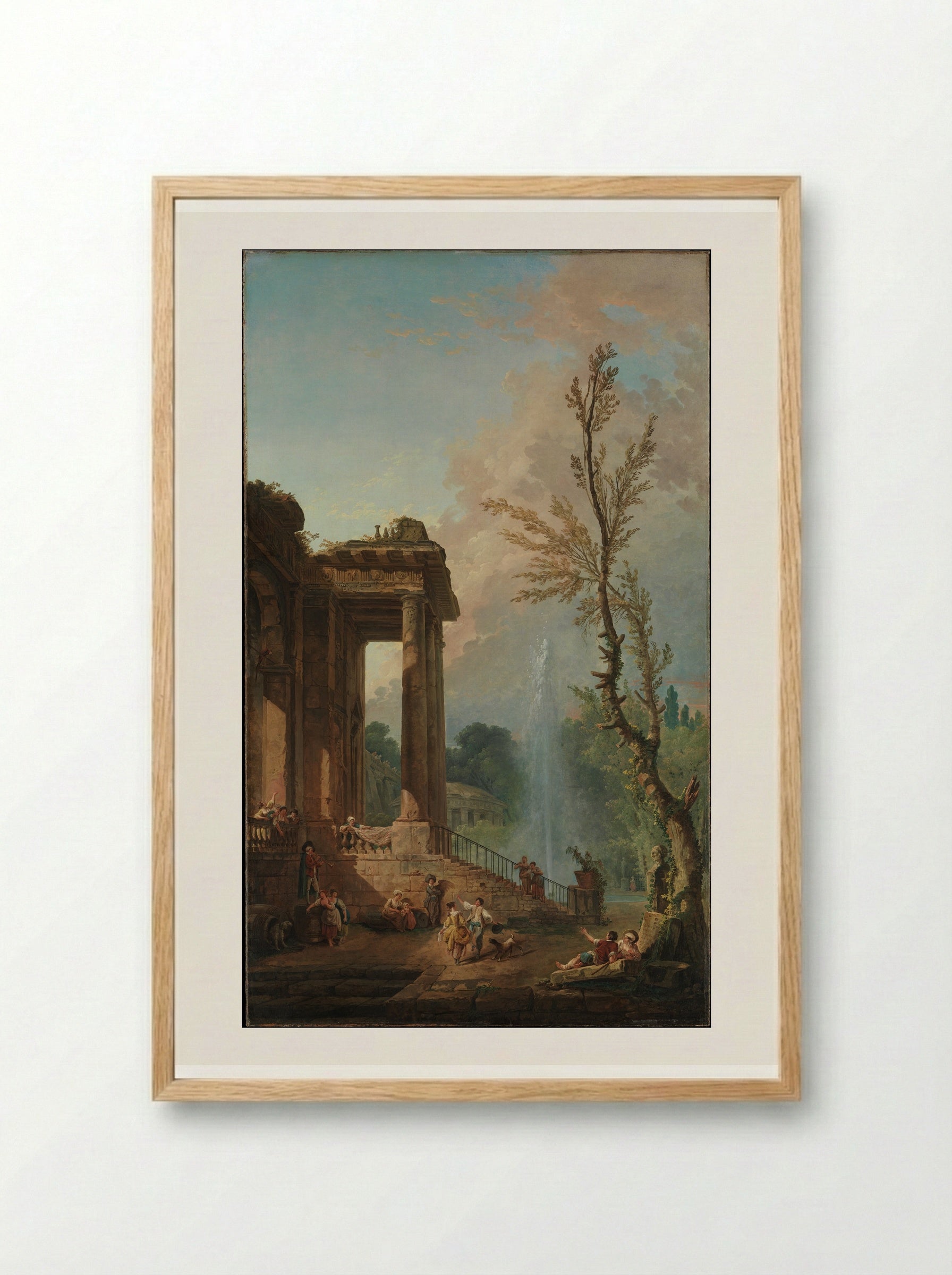 The Portico of a Country Mansion - Hubert Robert - Framed Print Wood