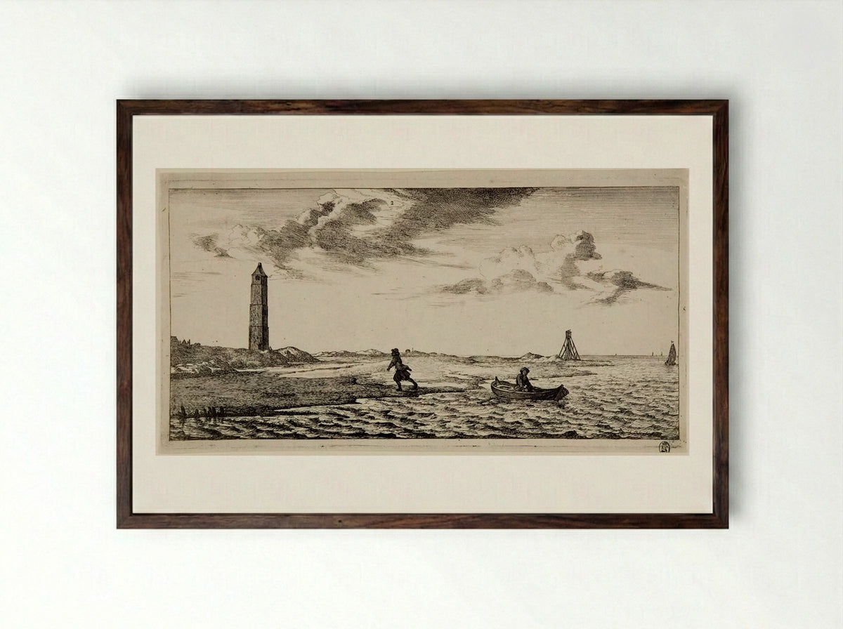 The Postilion Receives the Dispatches from the Long-boat - Joost van Geel - Framed Print Dark Wood