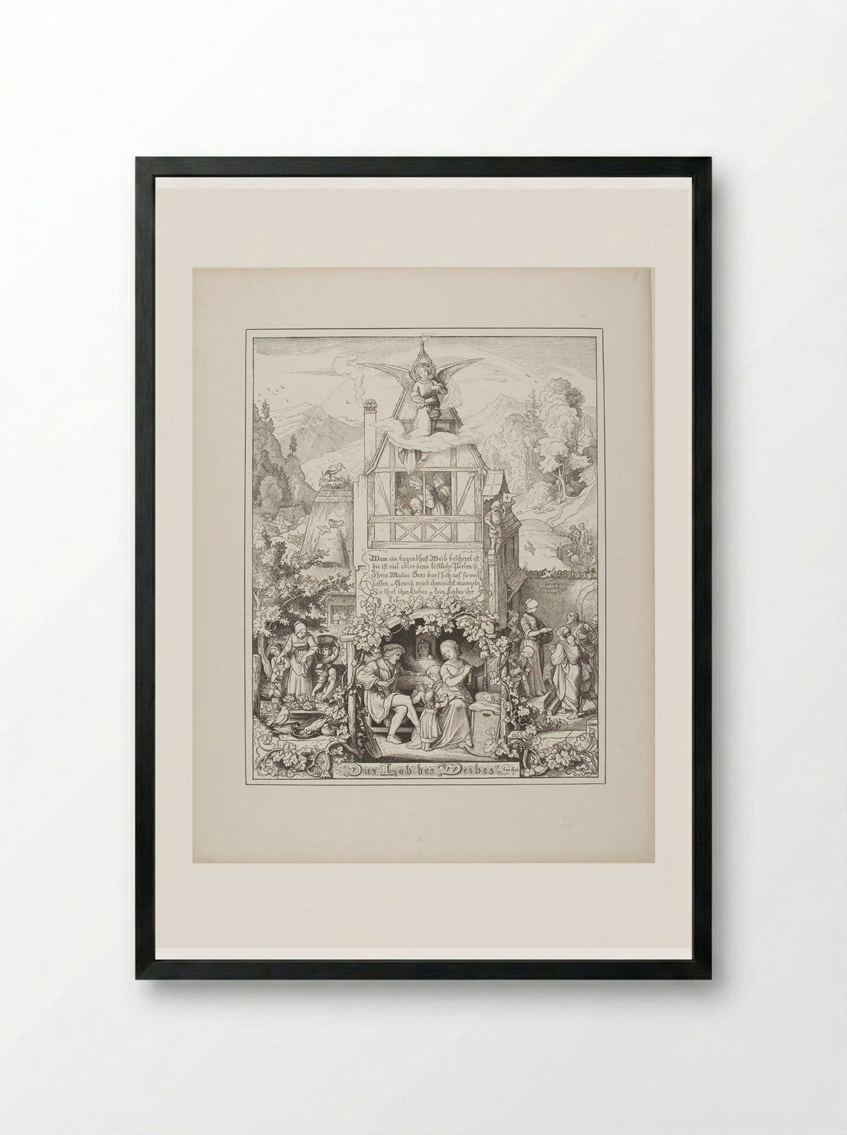 The Praise of Woman - Adrian Ludwig Richter - Framed Print Black