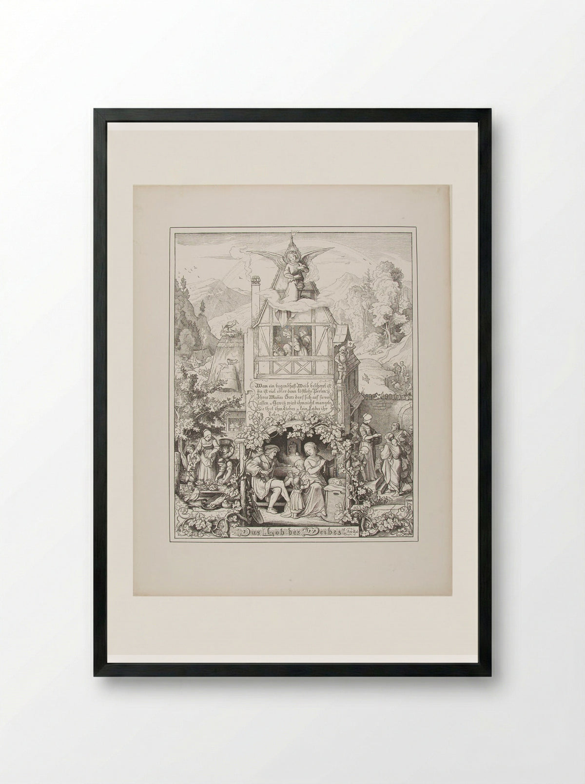 The Praise of Woman - Adrian Ludwig Richter - Framed Print Black