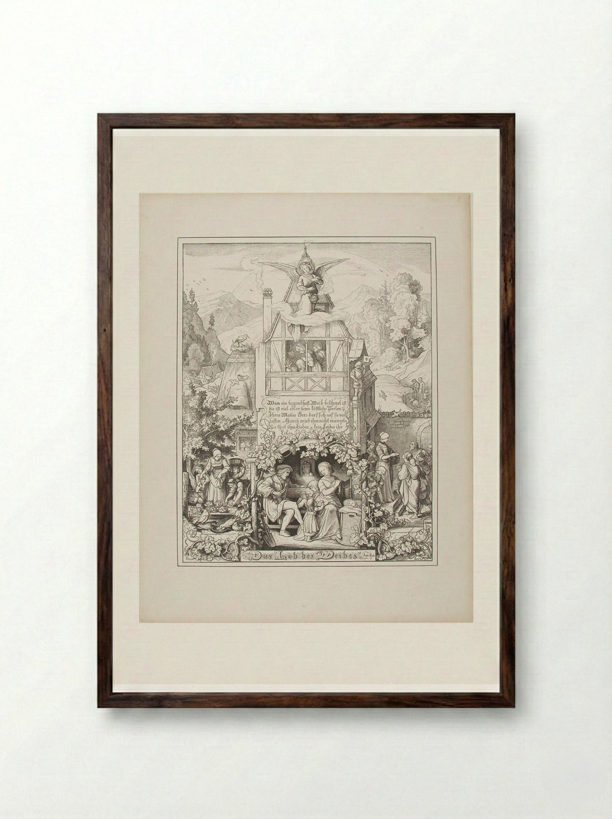 The Praise of Woman - Adrian Ludwig Richter - Framed Print Dark Wood