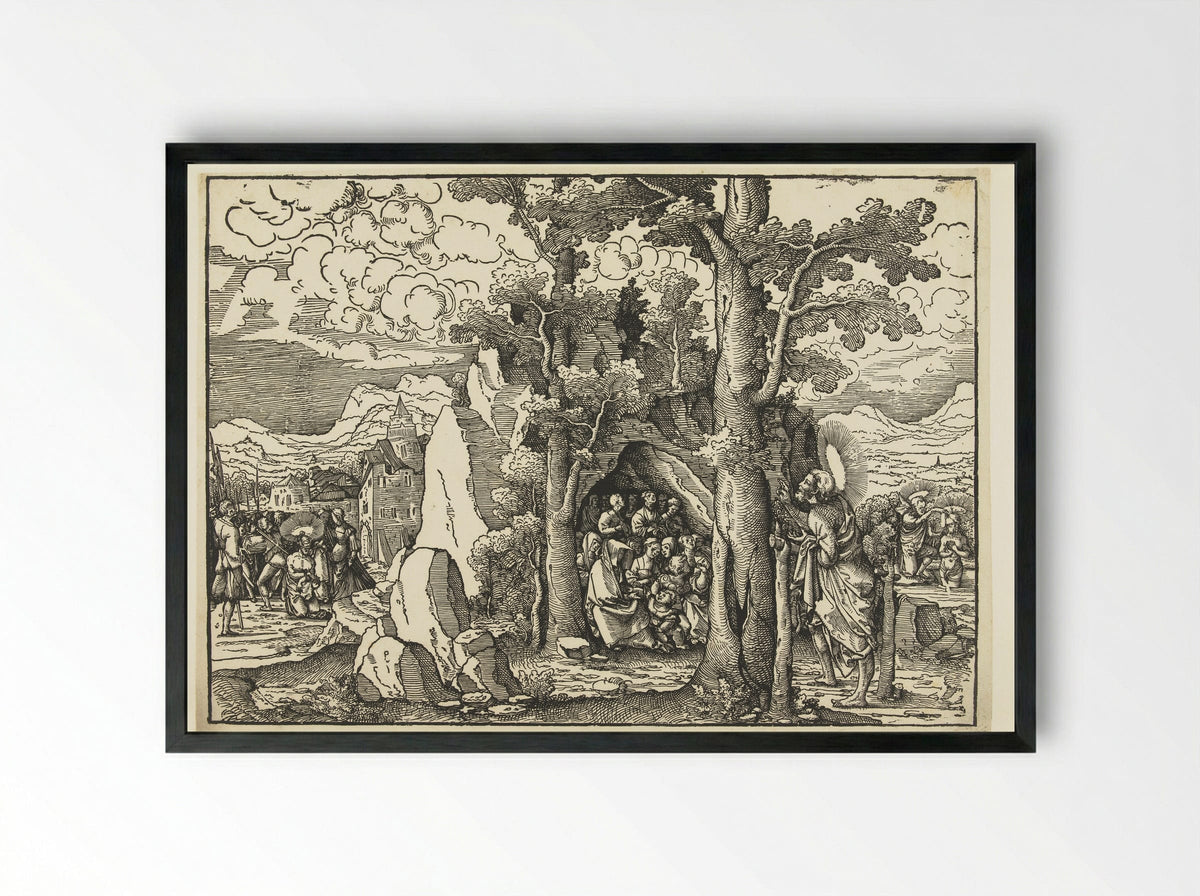 The Preaching of Saint John the Baptist - Frans Crabbe van Espleghem - Framed Print Black
