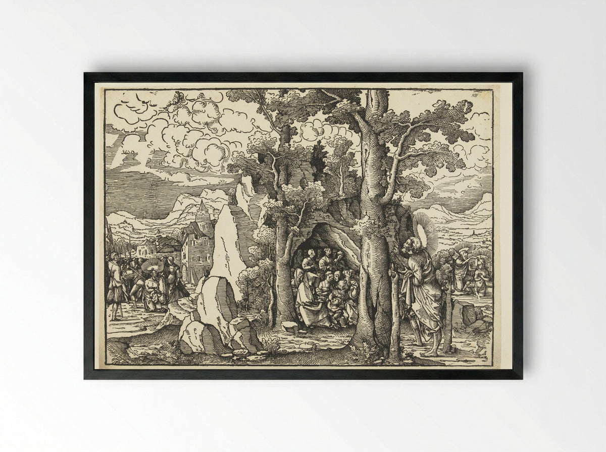 The Preaching of Saint John the Baptist - Frans Crabbe van Espleghem - Framed Print Black
