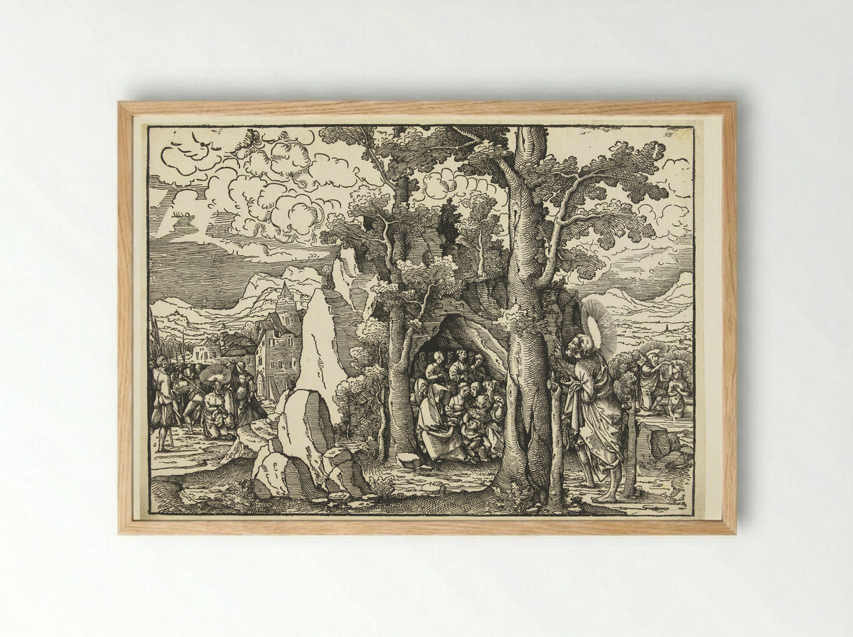 The Preaching of Saint John the Baptist - Frans Crabbe van Espleghem - Framed Print Wood