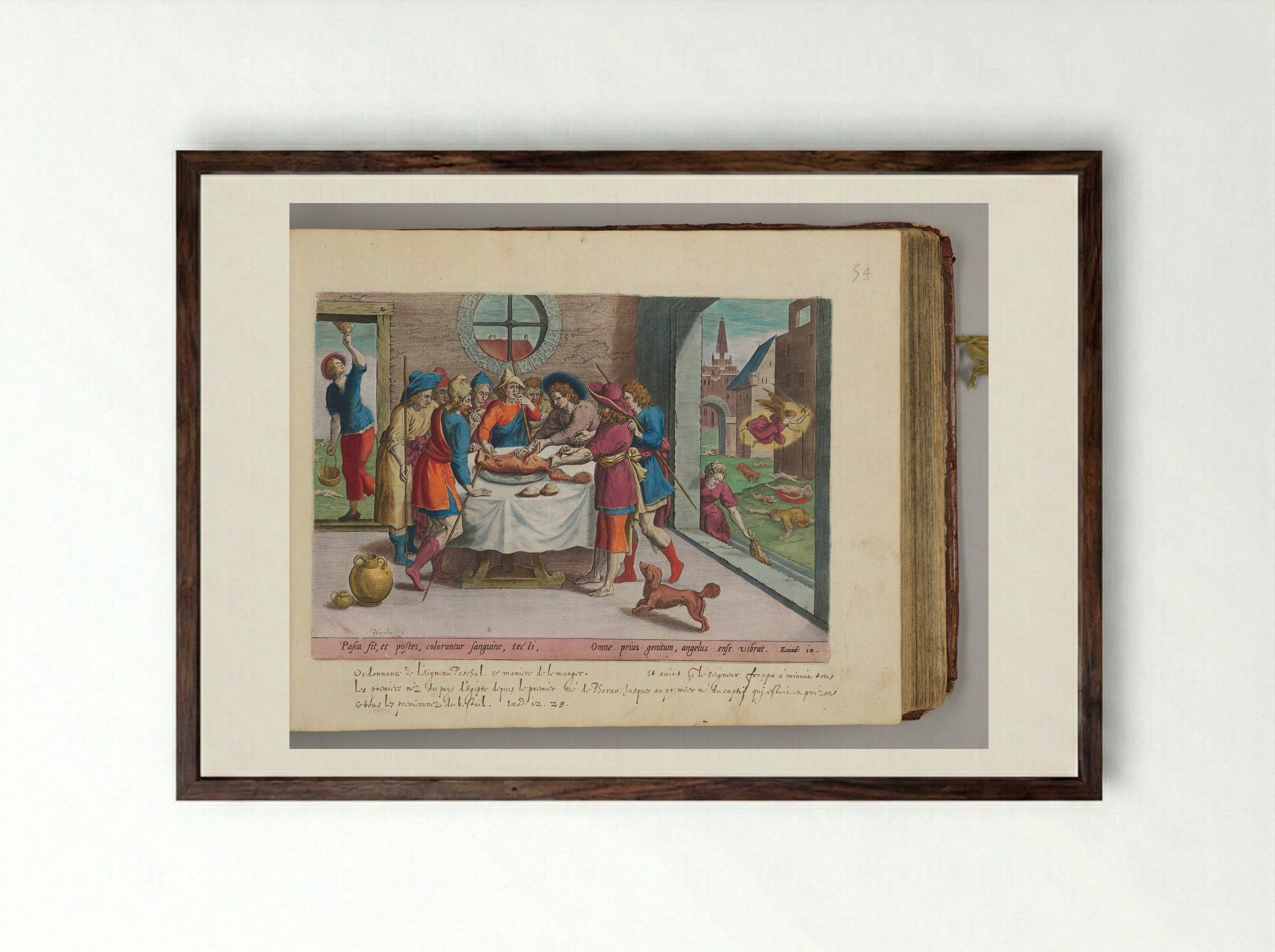 The Preparation for Passover - Johann Sadeler I - Framed Print Dark Wood