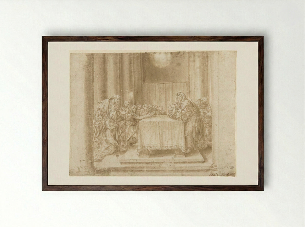 The Presentation in the Temple - Lelio Orsi - Framed Print Dark Wood