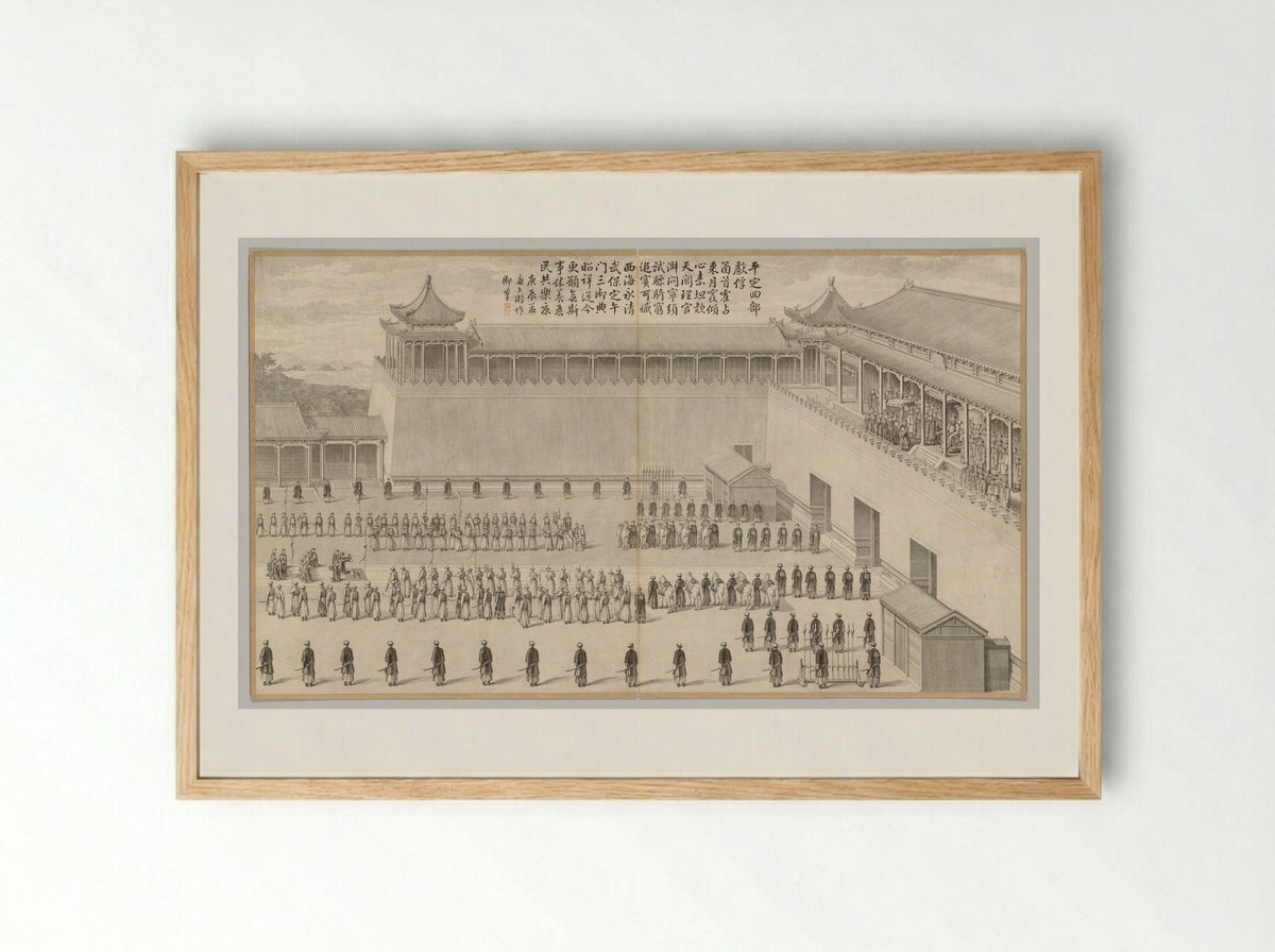 The Presentation of Uigur Captives - Jean Denis Attiret - Framed Print Wood