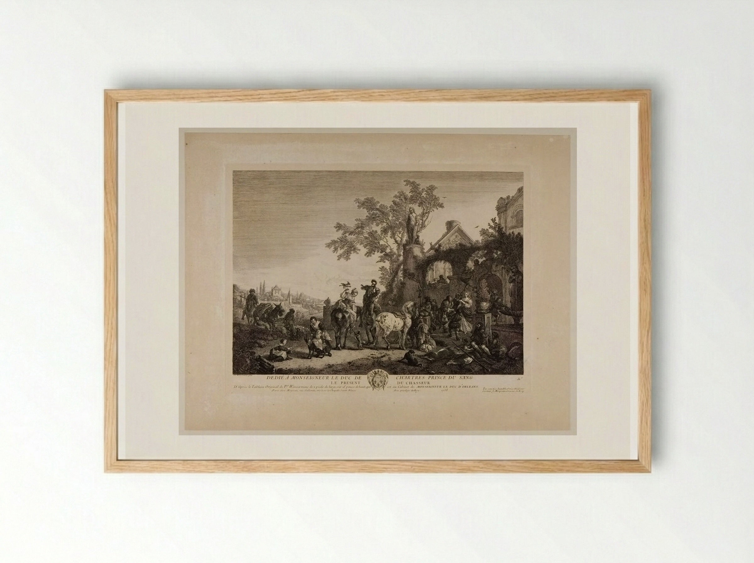 The Presentation of the Hunter - Jean Moyreau - Framed Print Wood