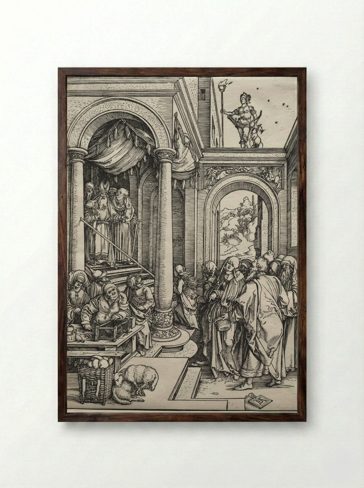 The Presentation of the Virgin in the Temple - Albrecht Dürer - Framed Print Dark Wood