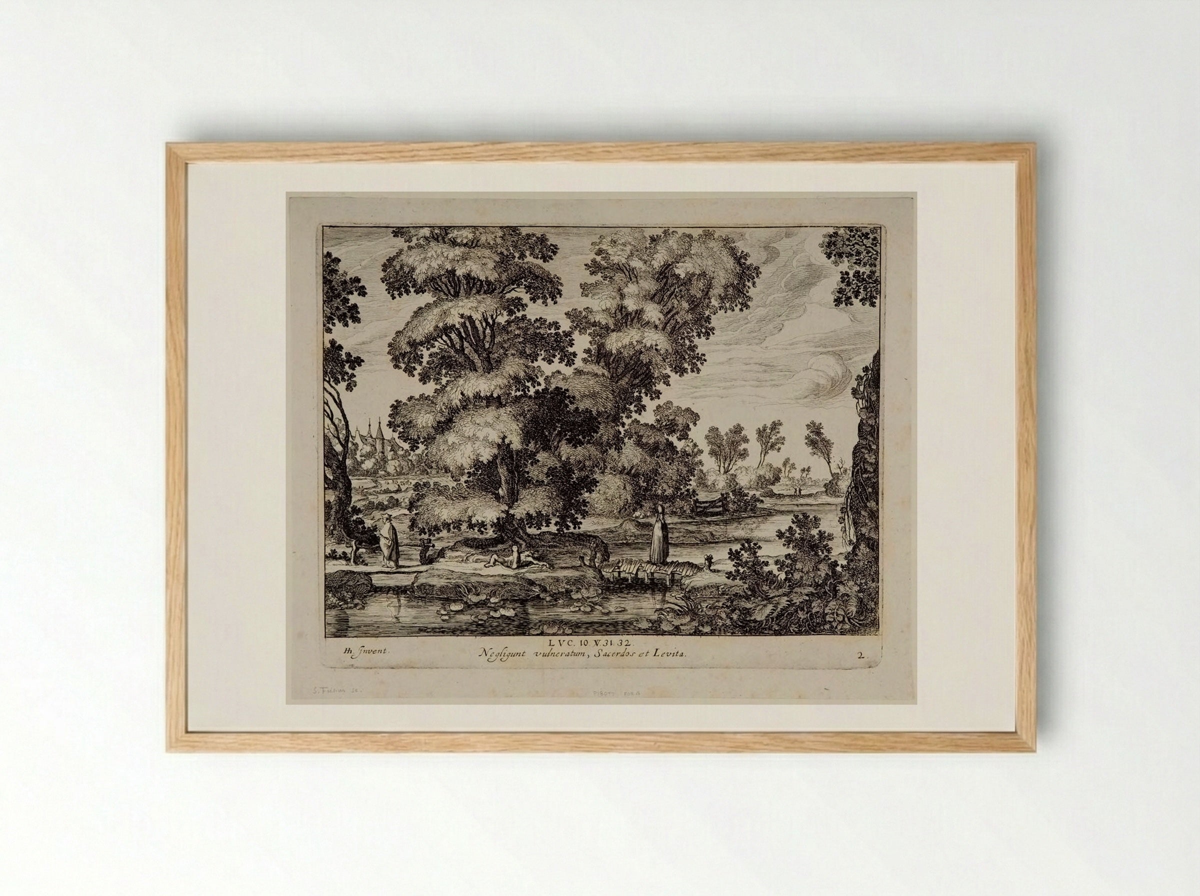 The Priest Passing the Man - Simon Frisius - Framed Print Wood