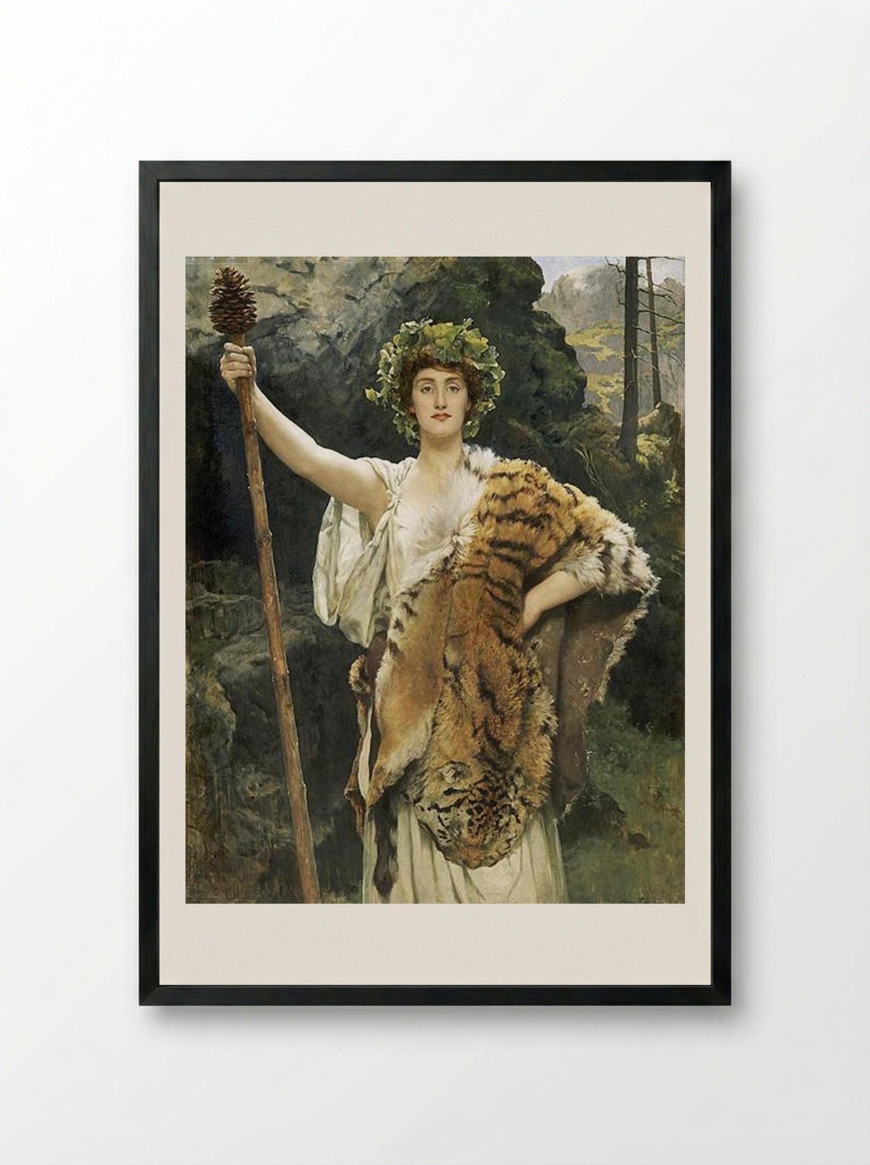 The Priestess of Bacchus - John Collier - Framed Print Black