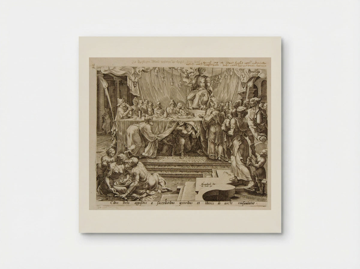 The Priests, Their Wives and Children Eat the Offerings to Baal - Philips Galle - Poster