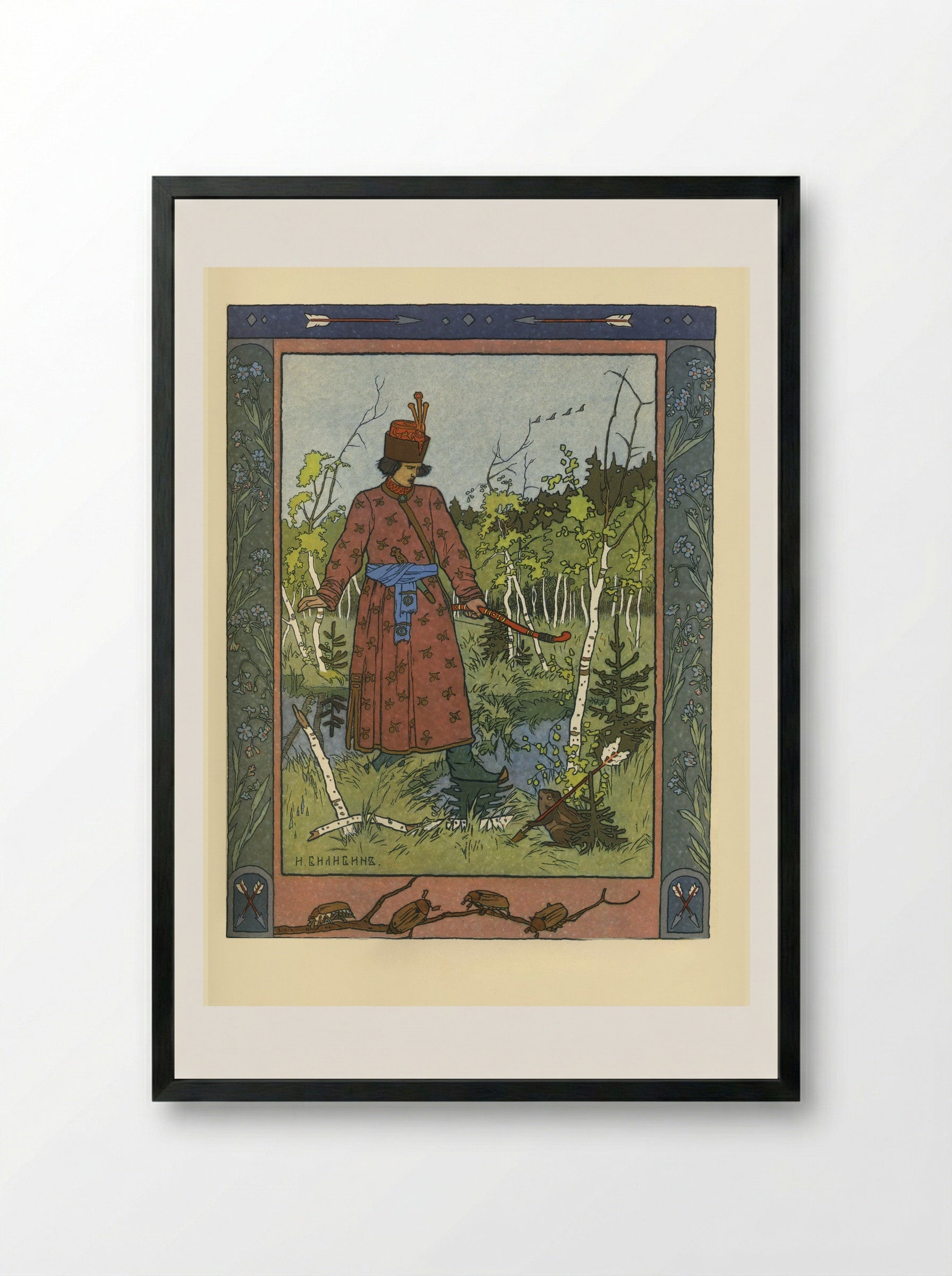 The Prince and the Frog - Ivan Bilibin - Framed Print Black