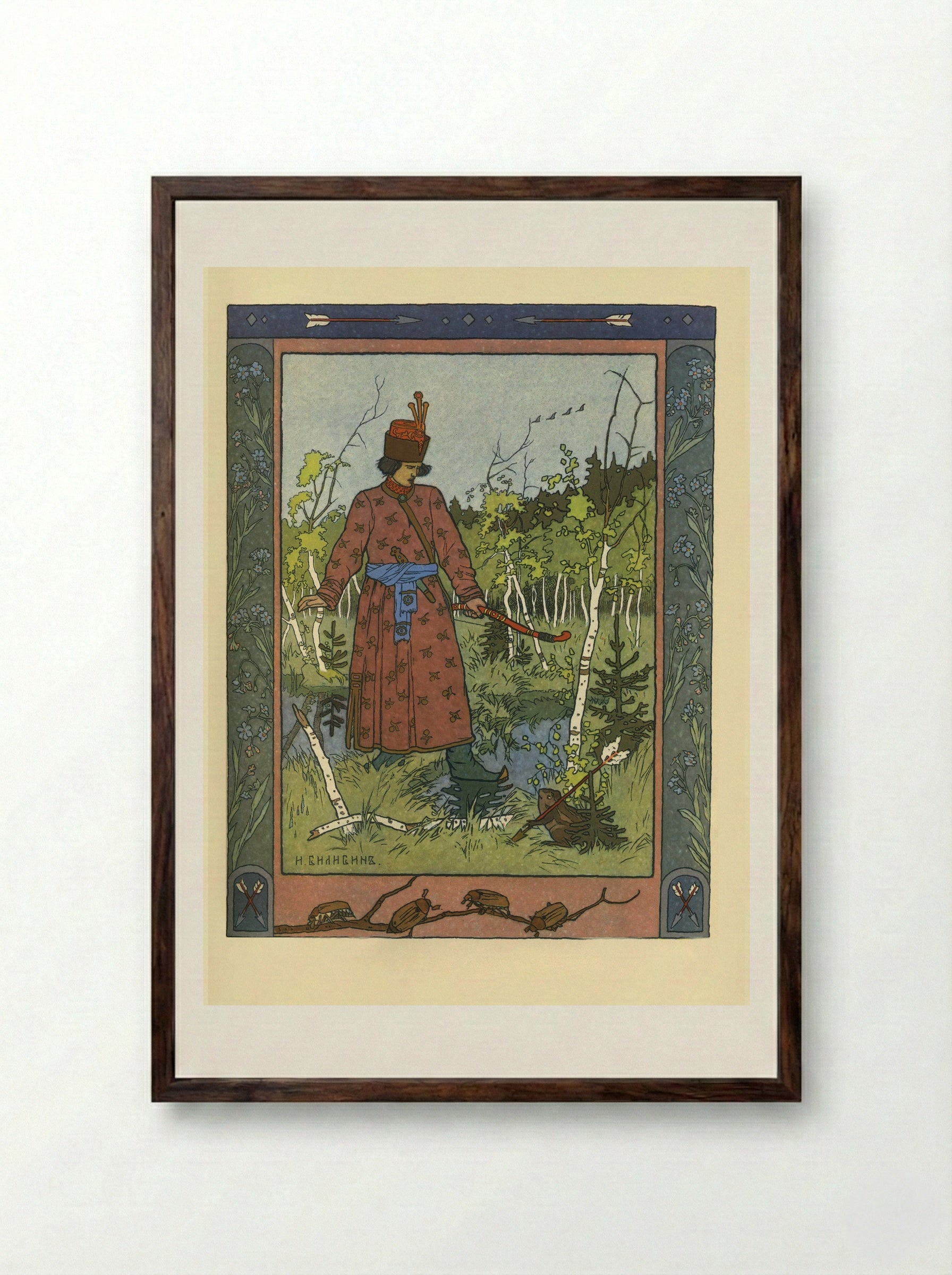 The Prince and the Frog - Ivan Bilibin - Framed Print Dark Wood