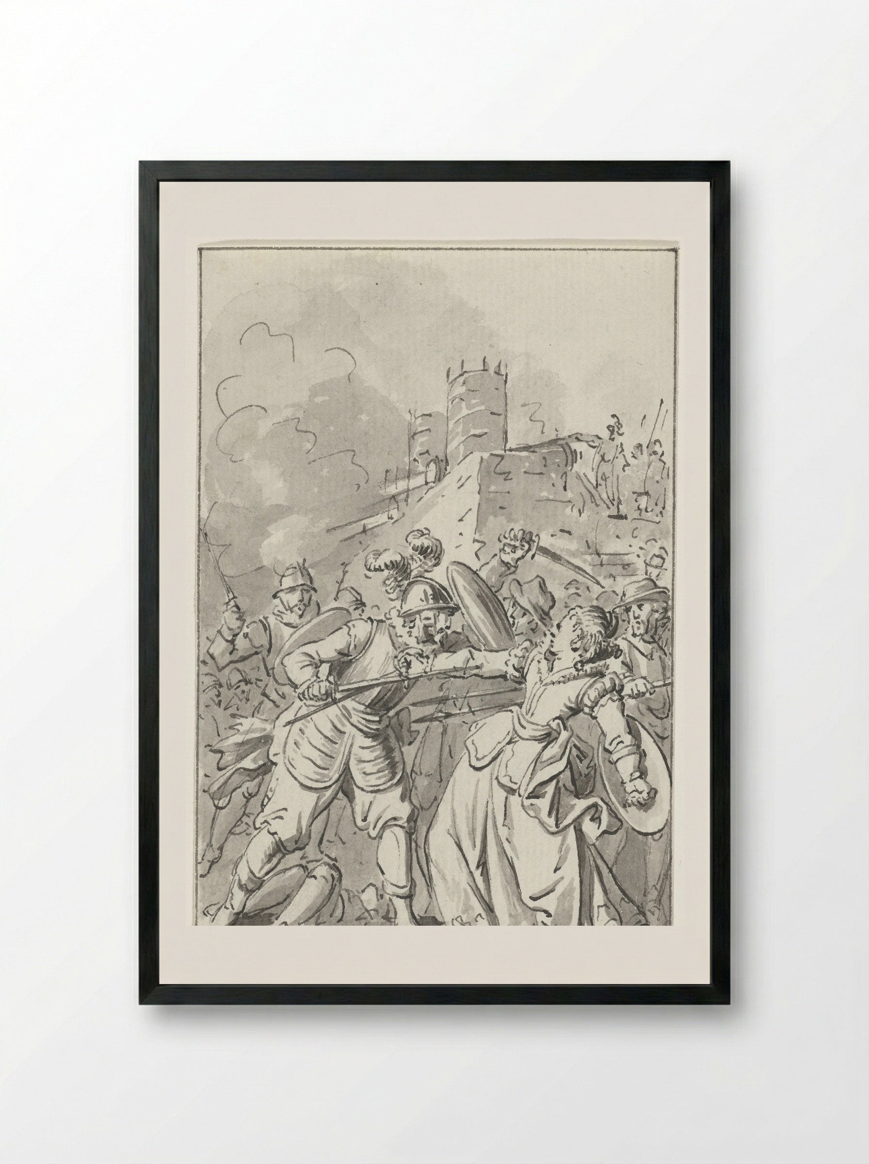 The Princess of Espinoy Wounded at the Defence of Tournai, 1581 - Jacobus Buys - Framed Print Black