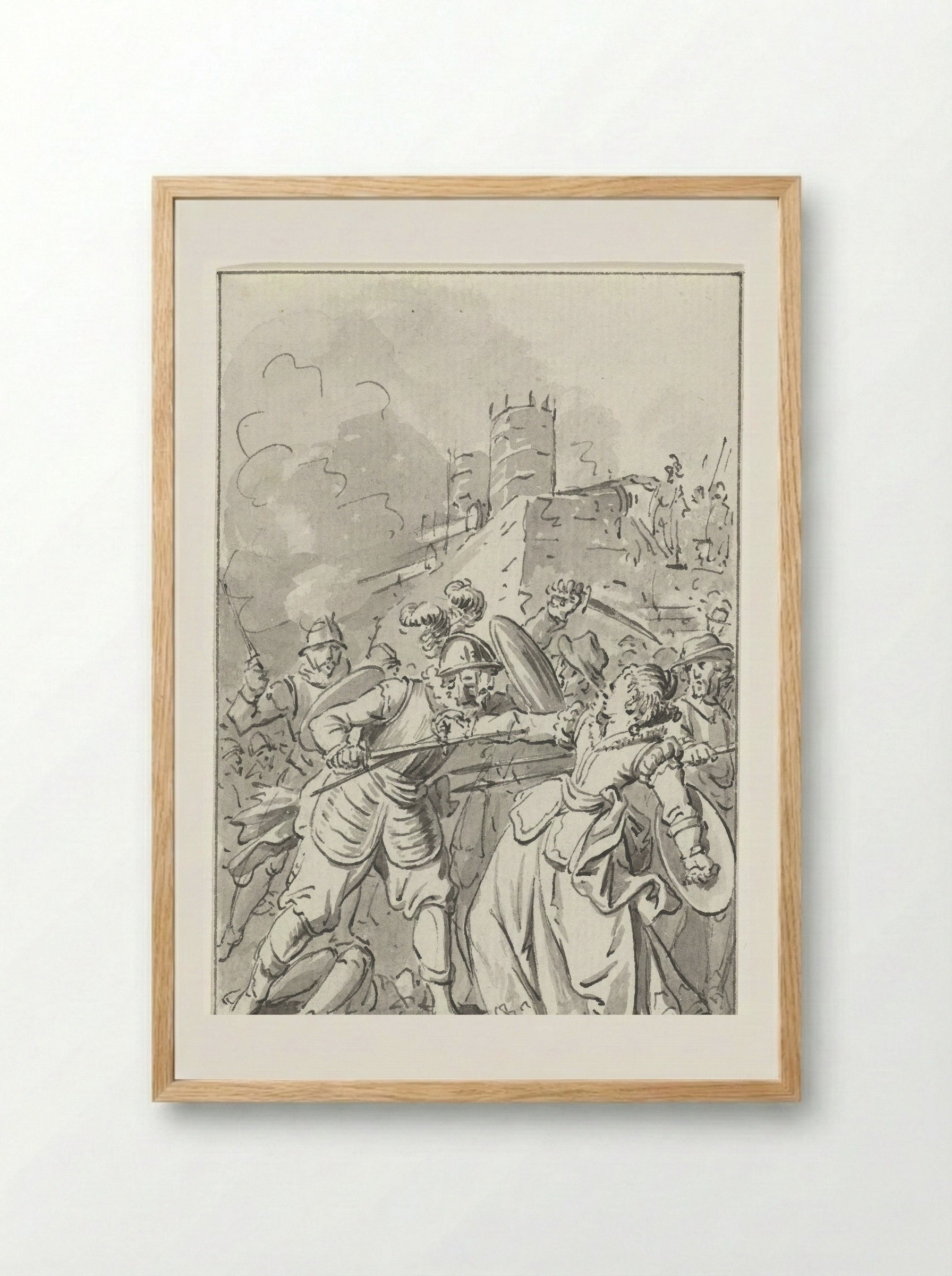 The Princess of Espinoy Wounded at the Defence of Tournai, 1581 - Jacobus Buys - Framed Print Wood