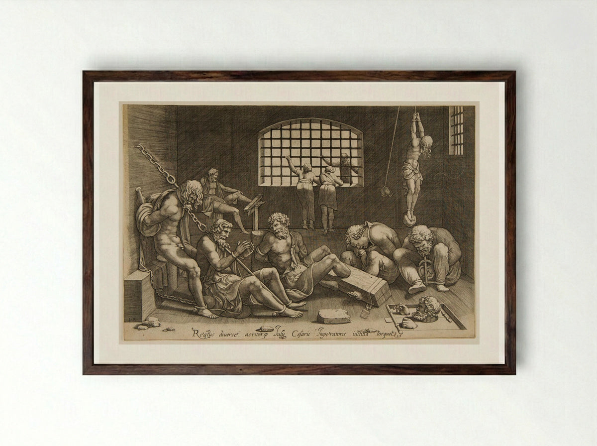 The Prison - Giorgio Ghisi - Framed Print Dark Wood