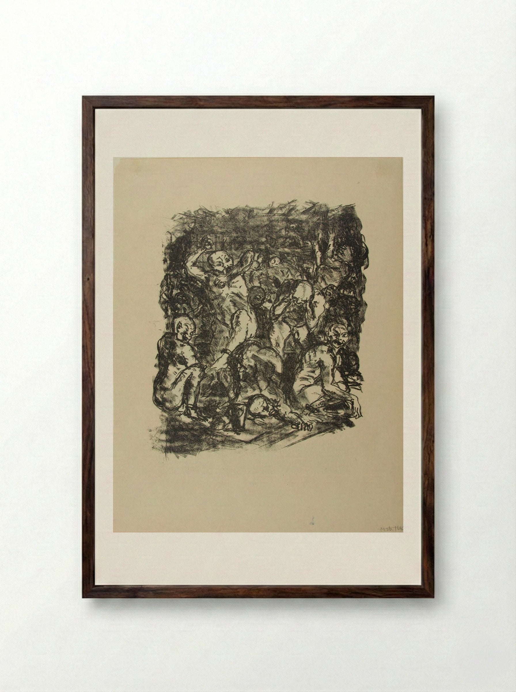 The Prisoners Bathing - Max Beckmann - Framed Print Dark Wood