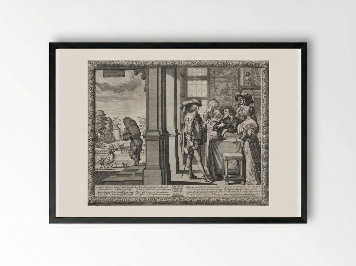 The Prodigal Bidding His Parents Farewell - Abraham Bosse - Framed Print Black