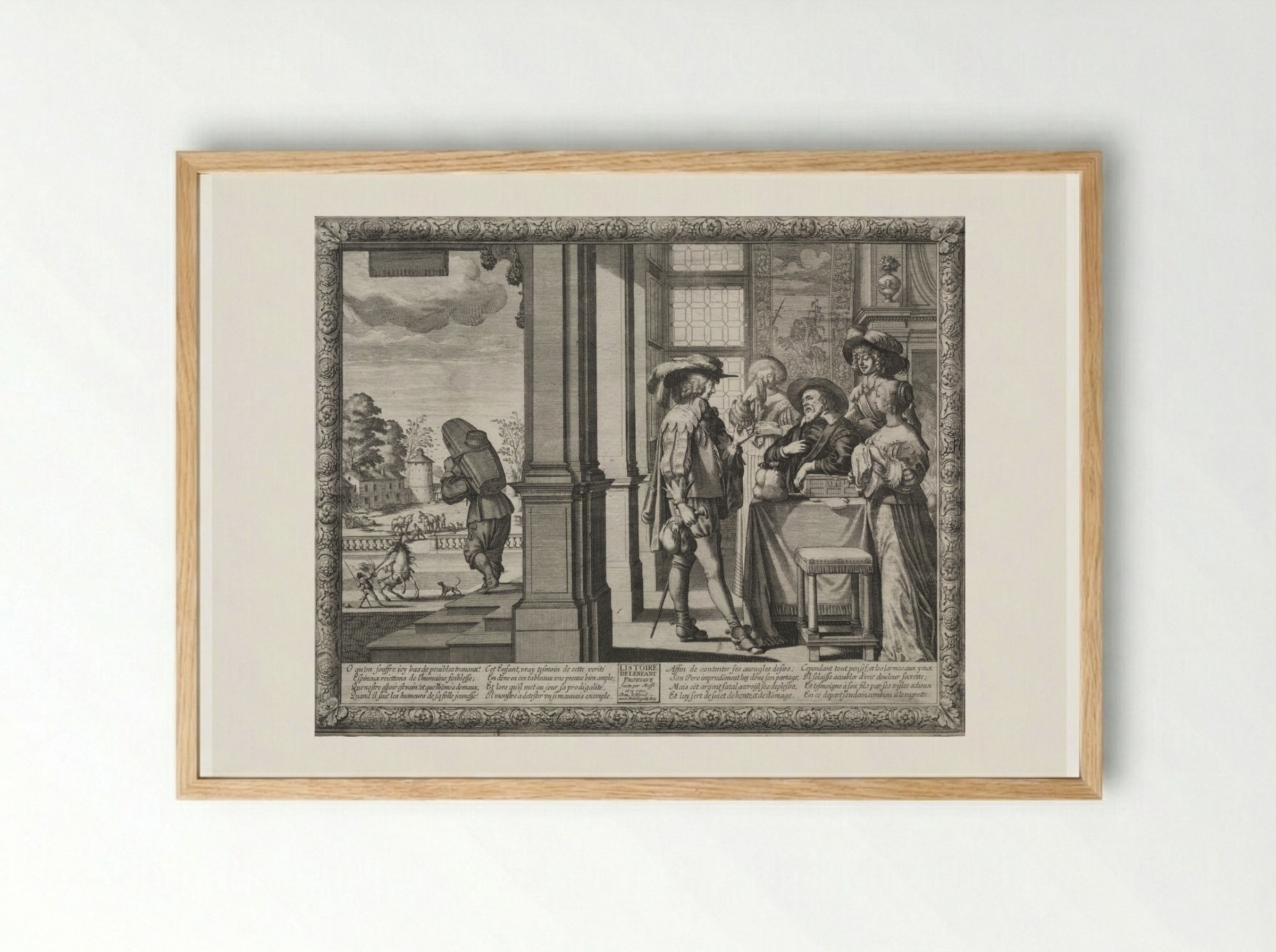 The Prodigal Bidding His Parents Farewell - Abraham Bosse - Framed Print Wood