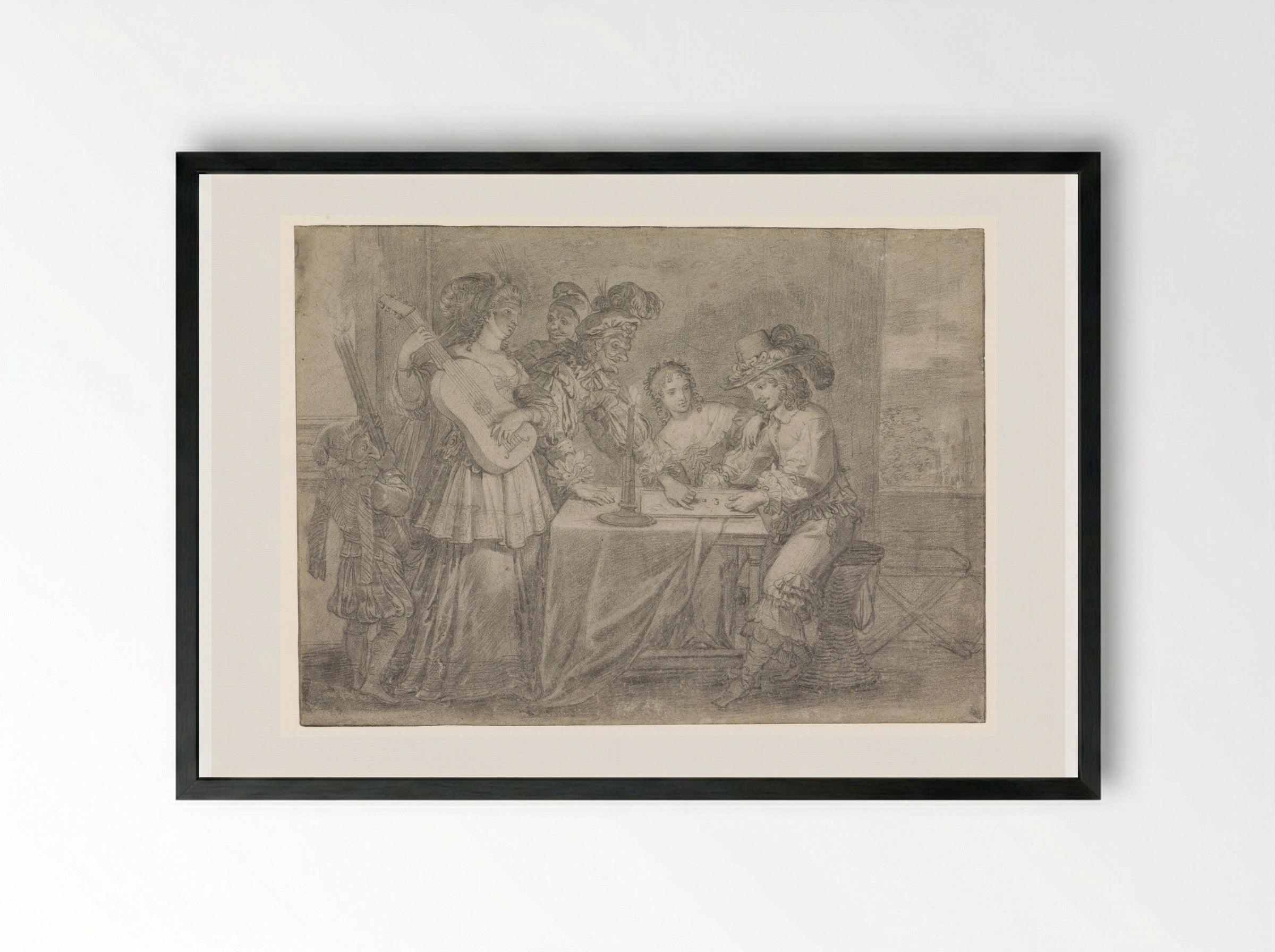 The Prodigal Son Gambling with Bad Company - Abraham Bosse - Framed Print Black