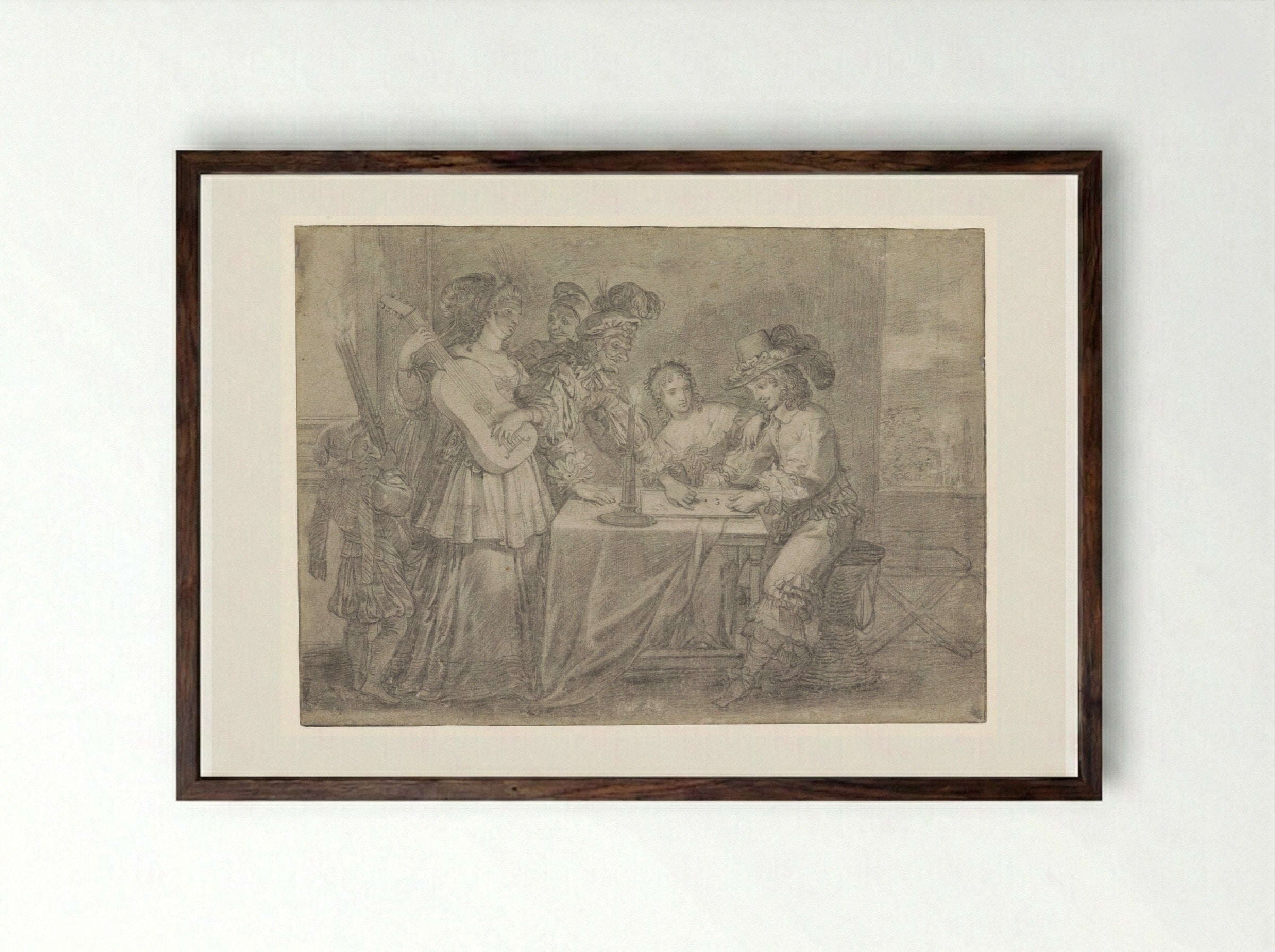 The Prodigal Son Gambling with Bad Company - Abraham Bosse - Framed Print Dark Wood