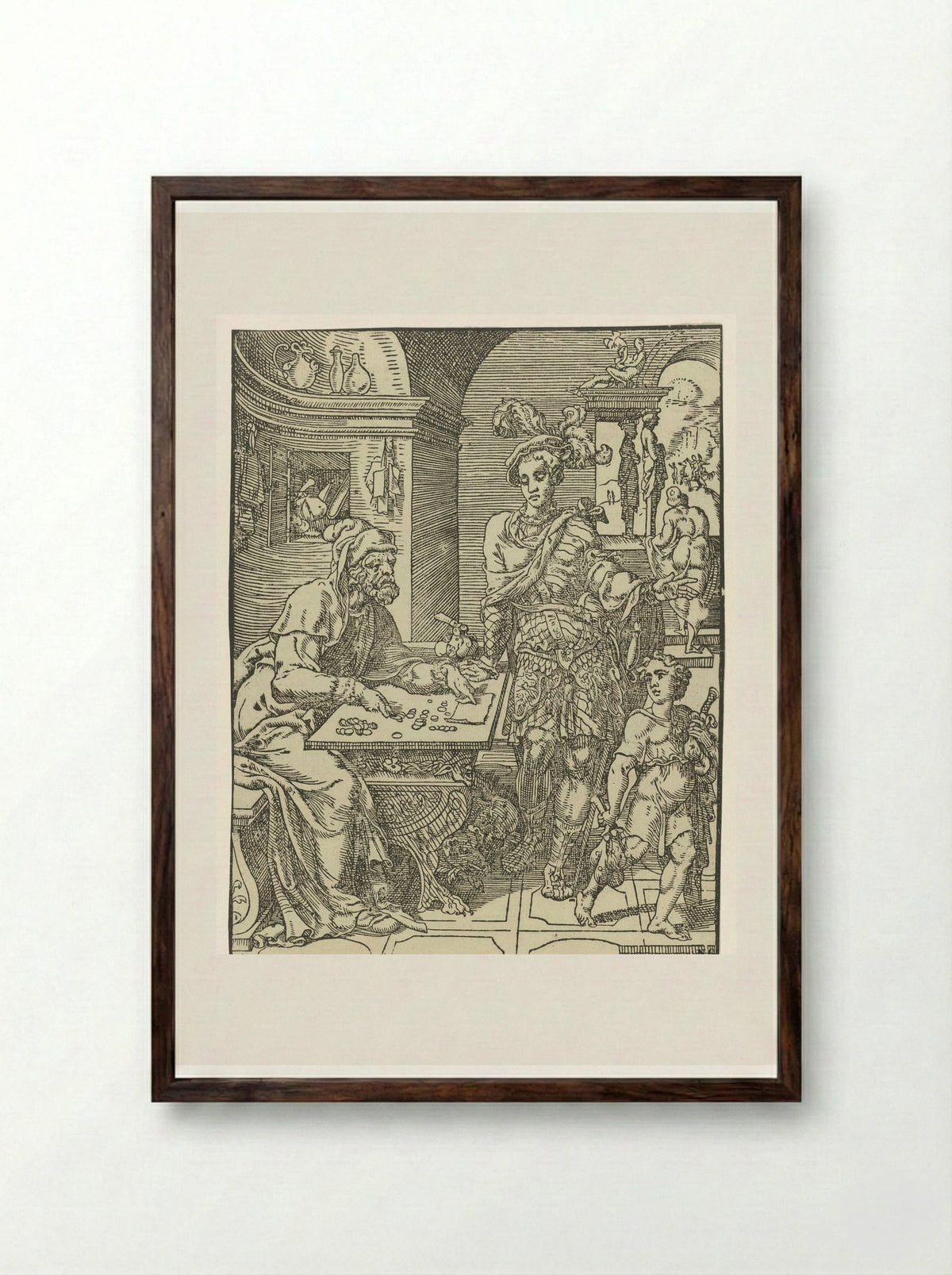 The Prodigal Son Receives His Inheritance - Dirck Volckertsz. Coornhert - Framed Print Dark Wood