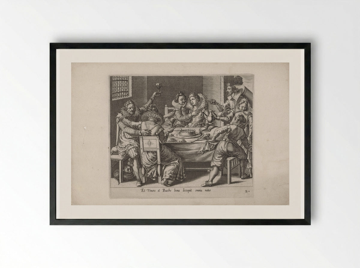 The Prodigal Son Squandering His Inheritance - Salomon Savery - Framed Print Black