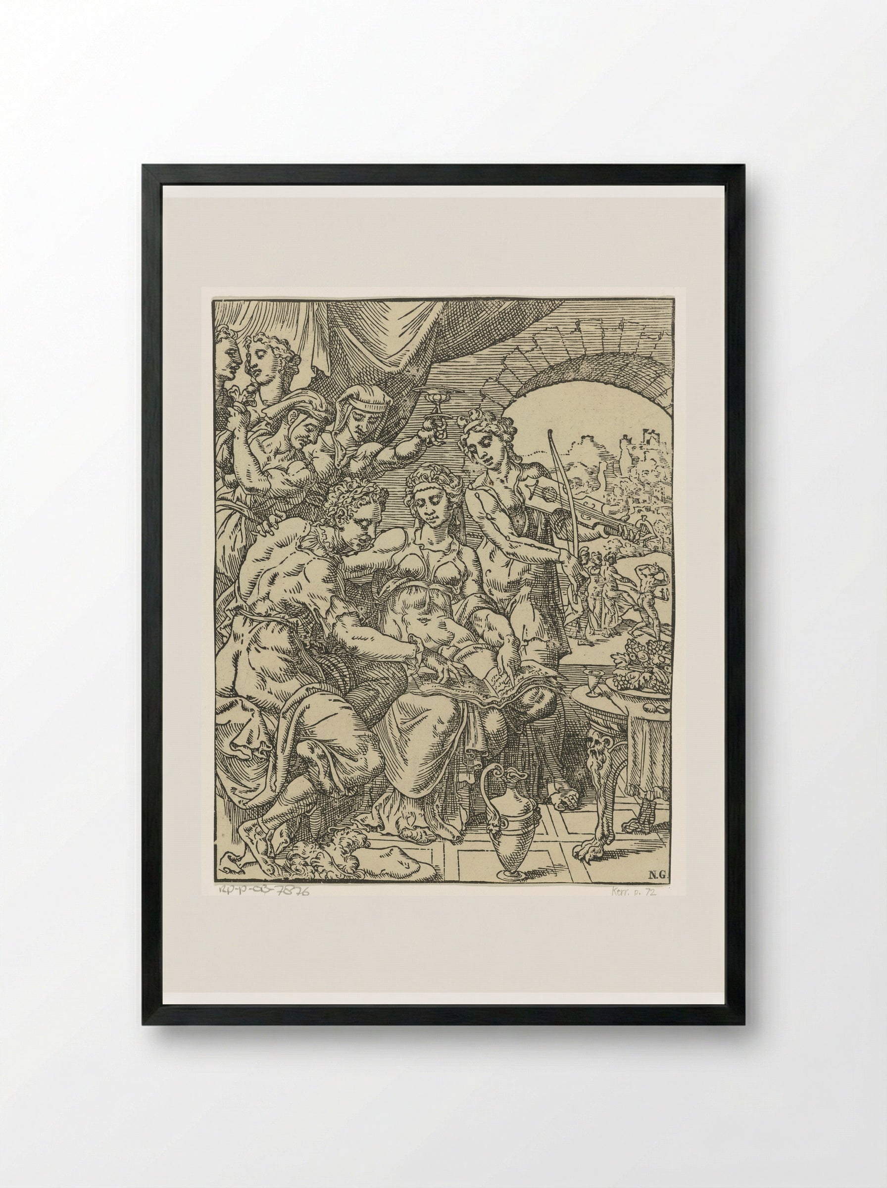 The Prodigal Son Squandering His Inheritance - Dirck Volckertsz. Coornhert - Framed Print Black