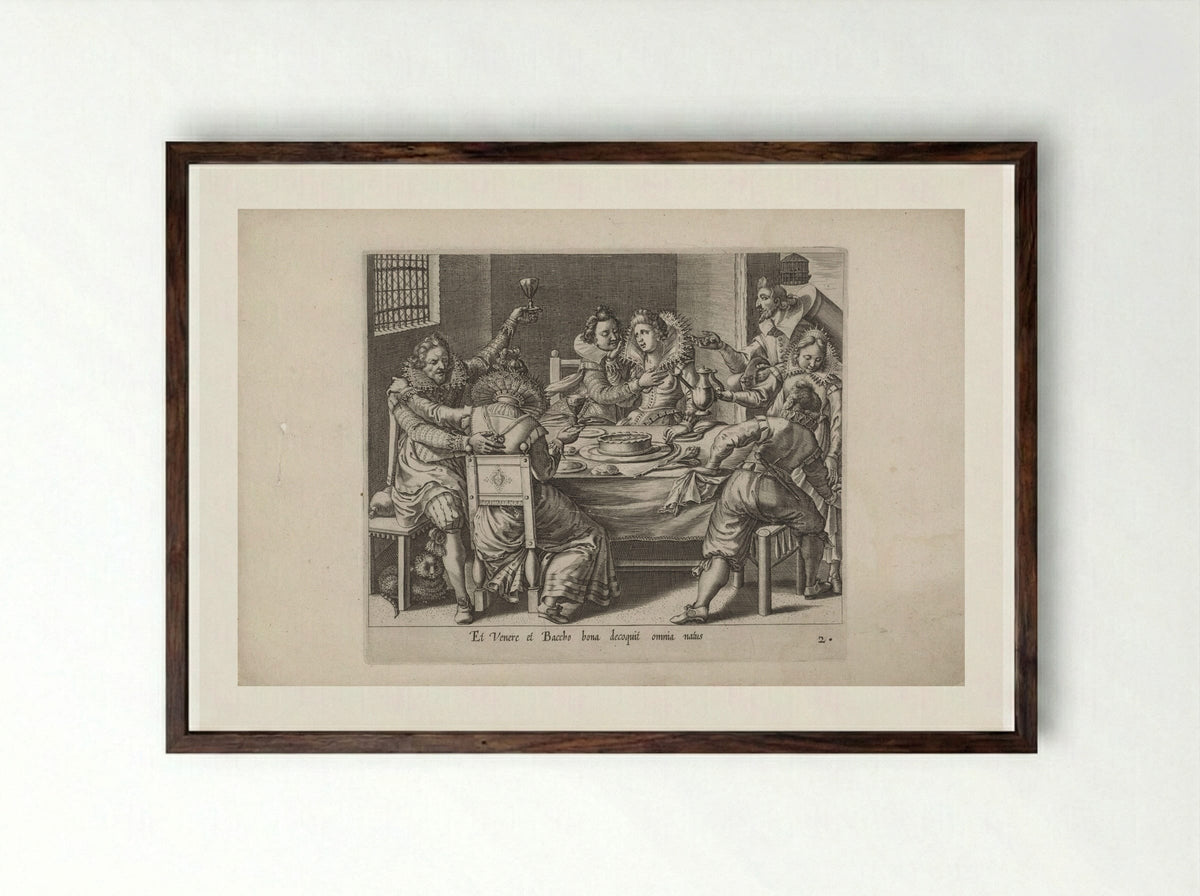 The Prodigal Son Squandering His Inheritance - Salomon Savery - Framed Print Dark Wood