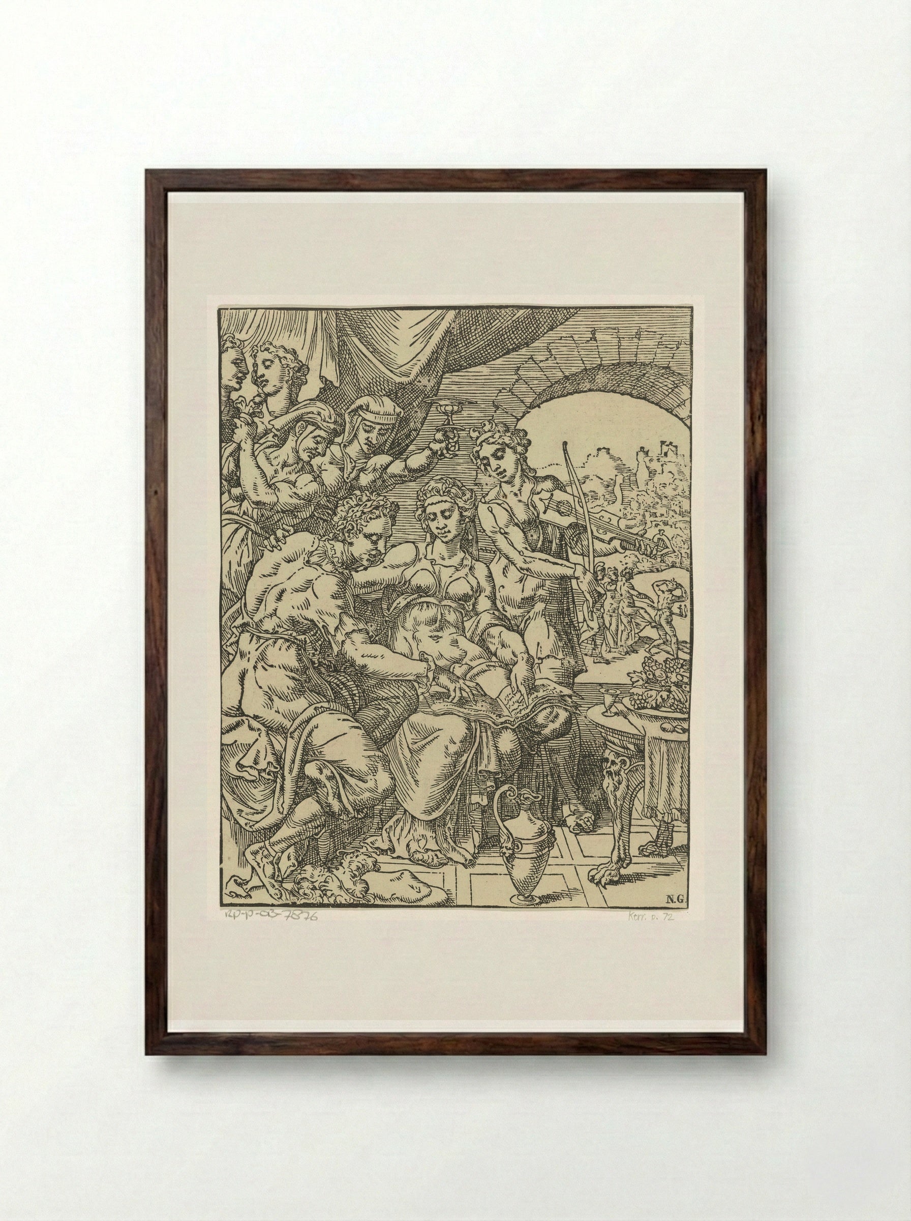 The Prodigal Son Squandering His Inheritance - Dirck Volckertsz. Coornhert - Framed Print Dark Wood