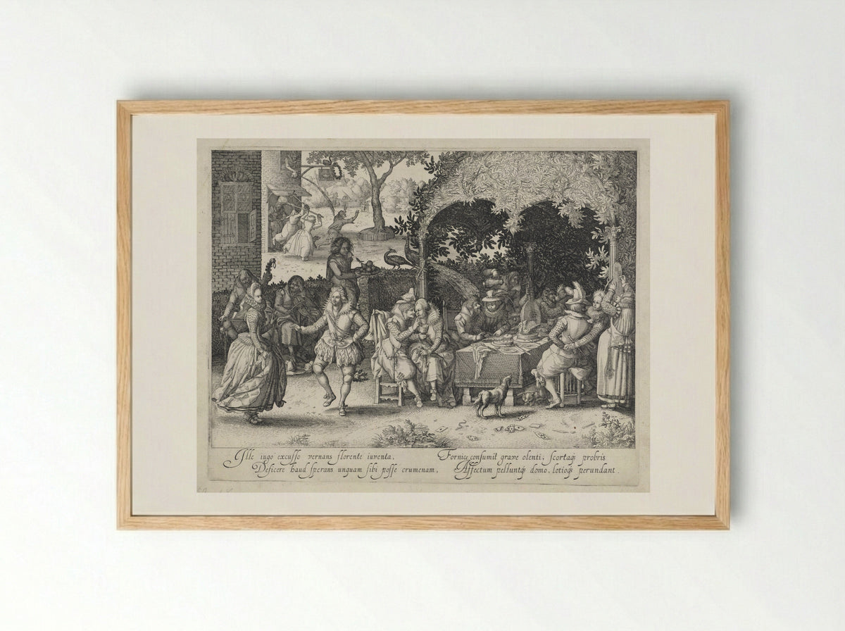 The Prodigal Son Squandering His Inheritance - Claes Jansz. Visscher (II) - Framed Print Wood
