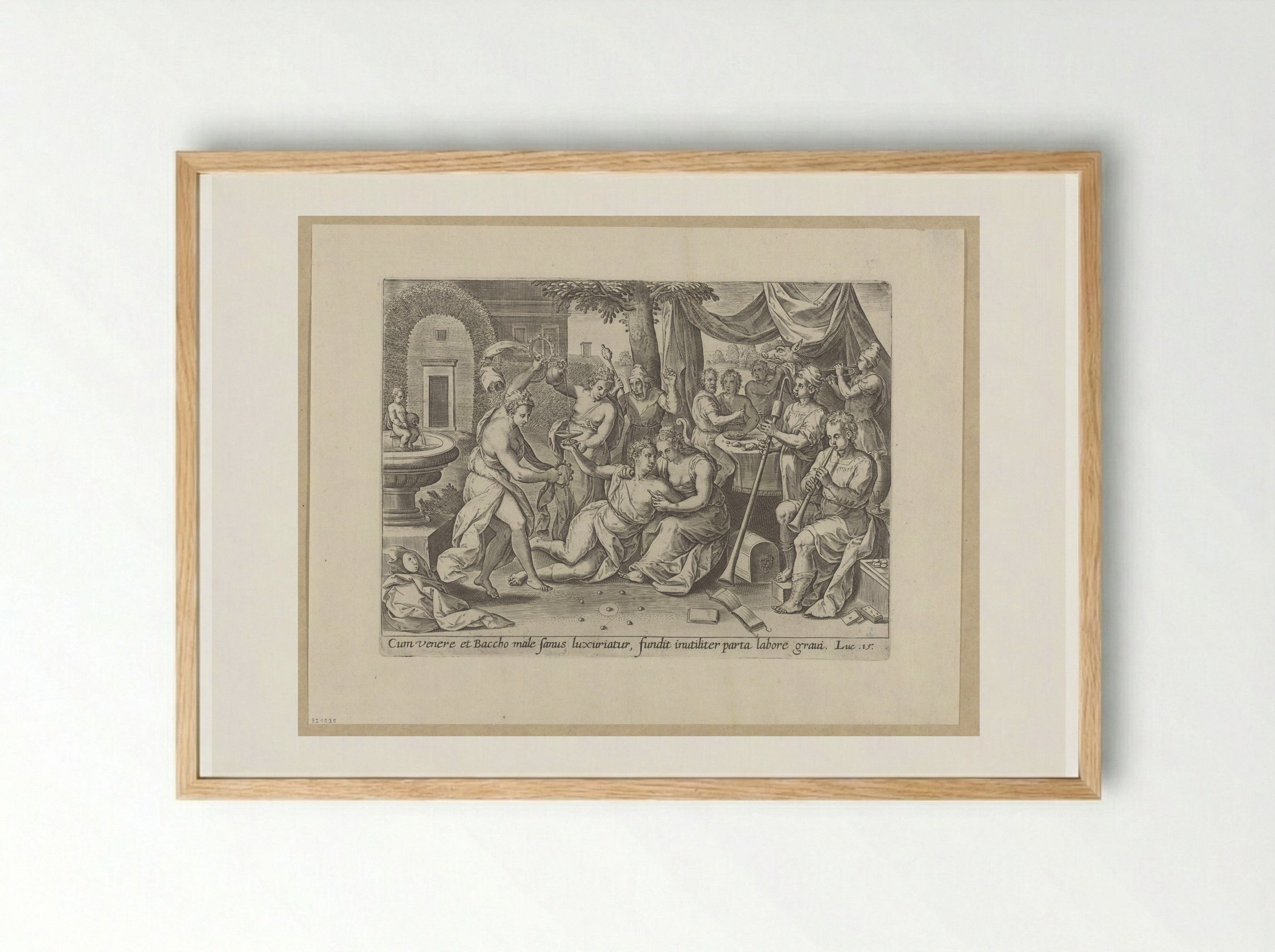 The Prodigal Son Wasting His Substance - Hans Collaert the Elder - Framed Print Wood