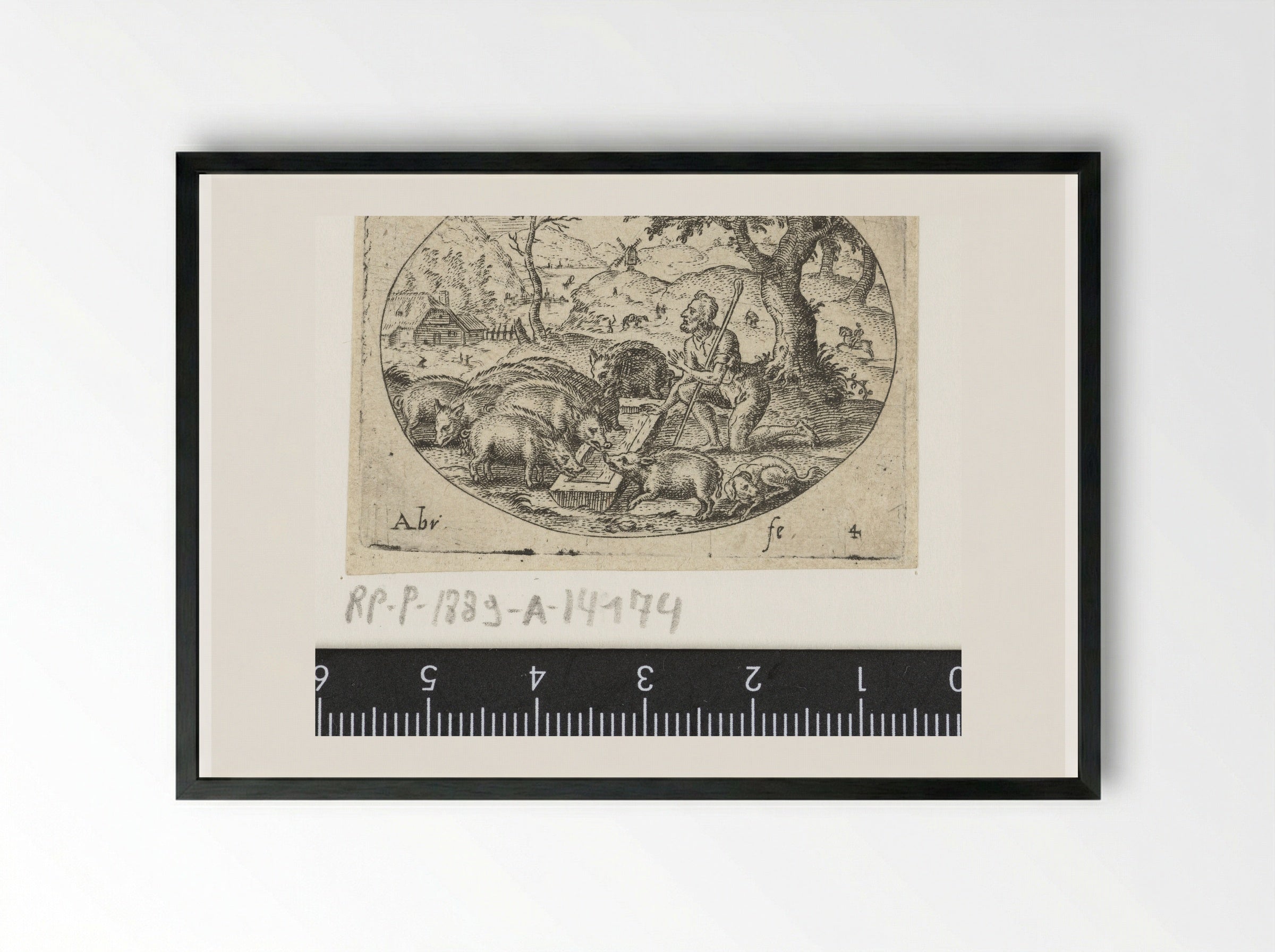 The Prodigal Son as a Swineherd - Abraham de Bruyn - Framed Print Black