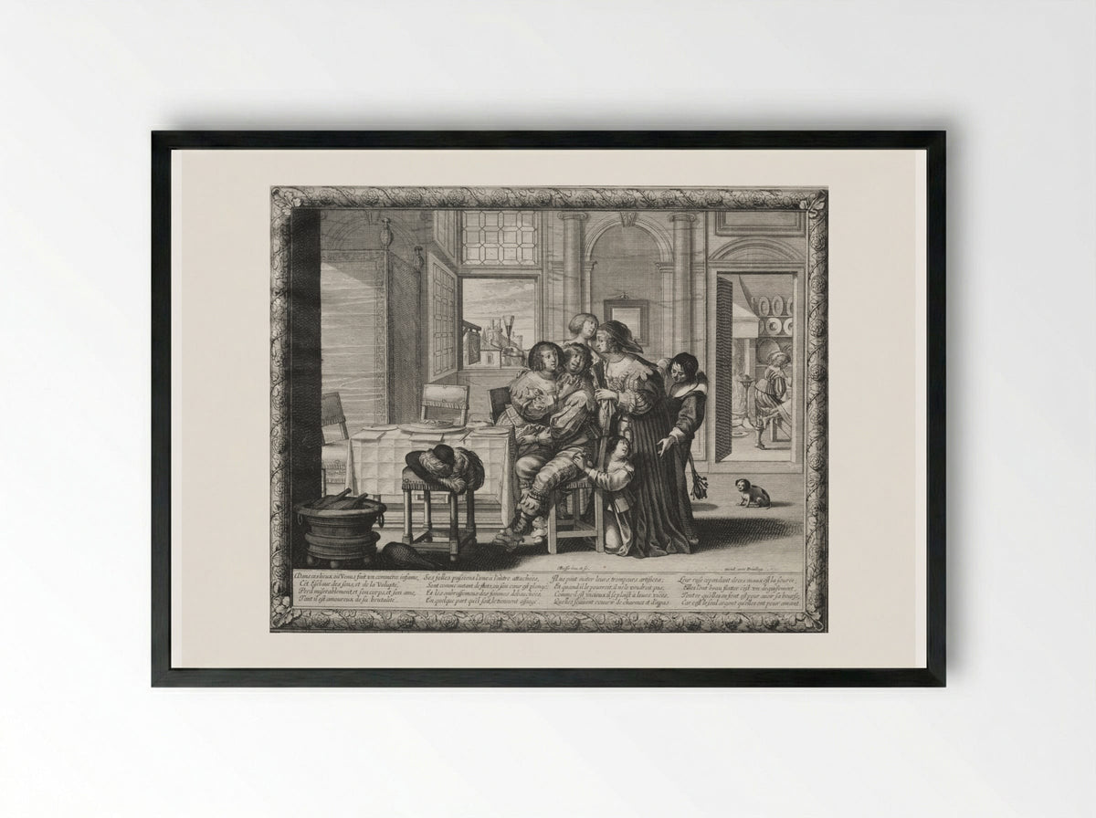The Prodigal Son: Riotous Living - Abraham Bosse - Framed Print Black
