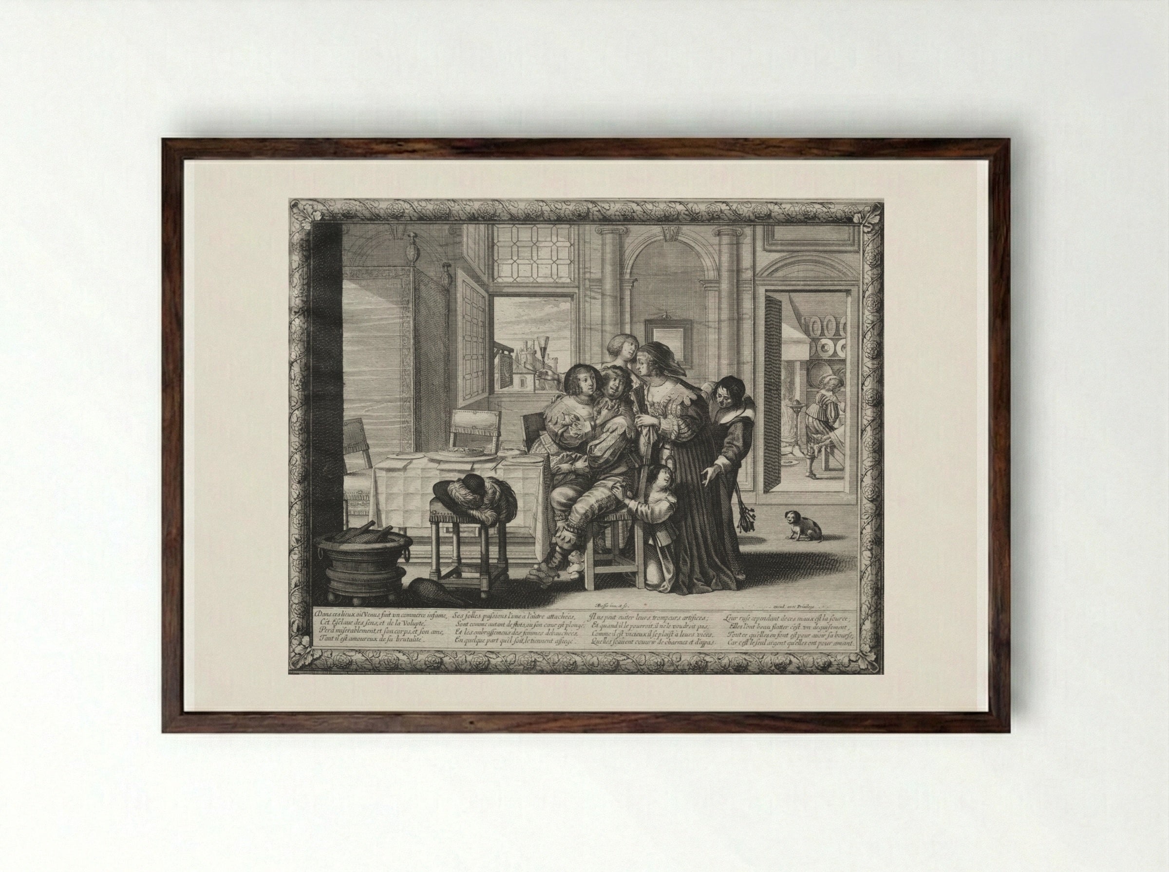 The Prodigal Son: Riotous Living - Abraham Bosse - Framed Print Dark Wood