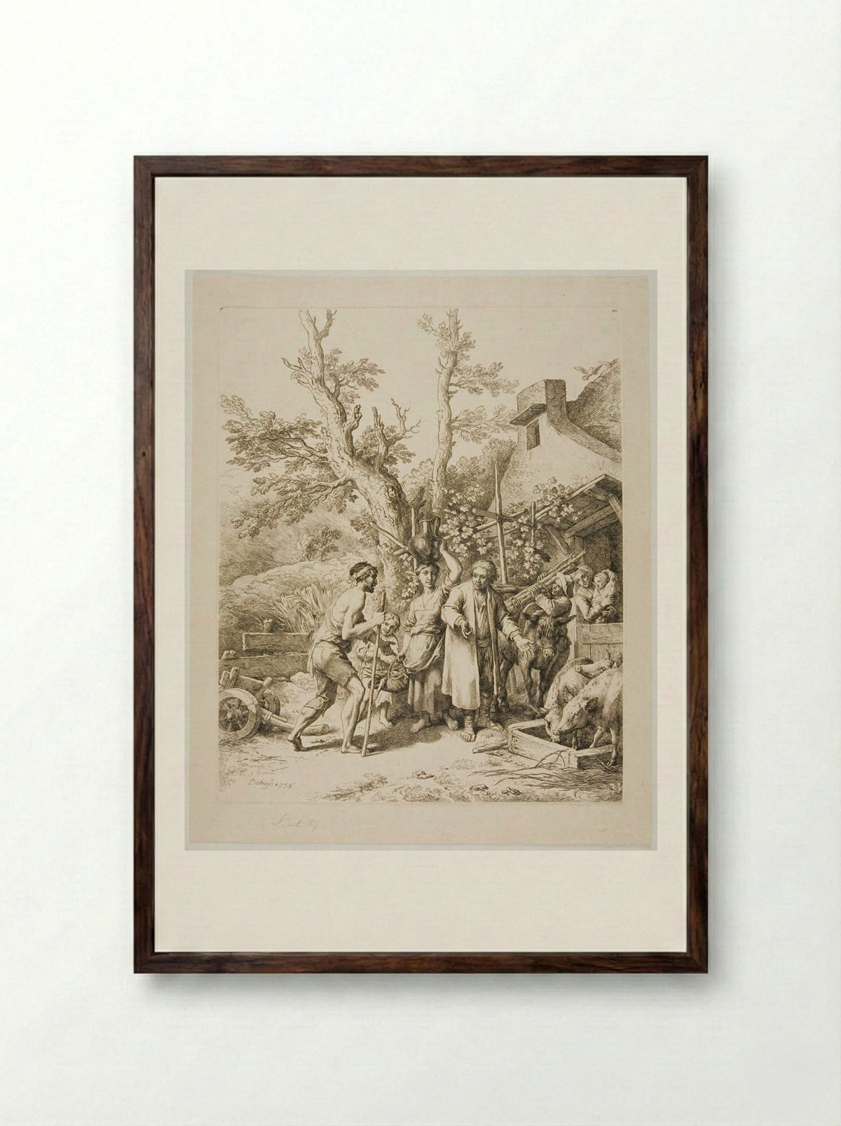 The Prodigal Son - Christian Wilhelm Ernst Dietrich - Framed Print Dark Wood